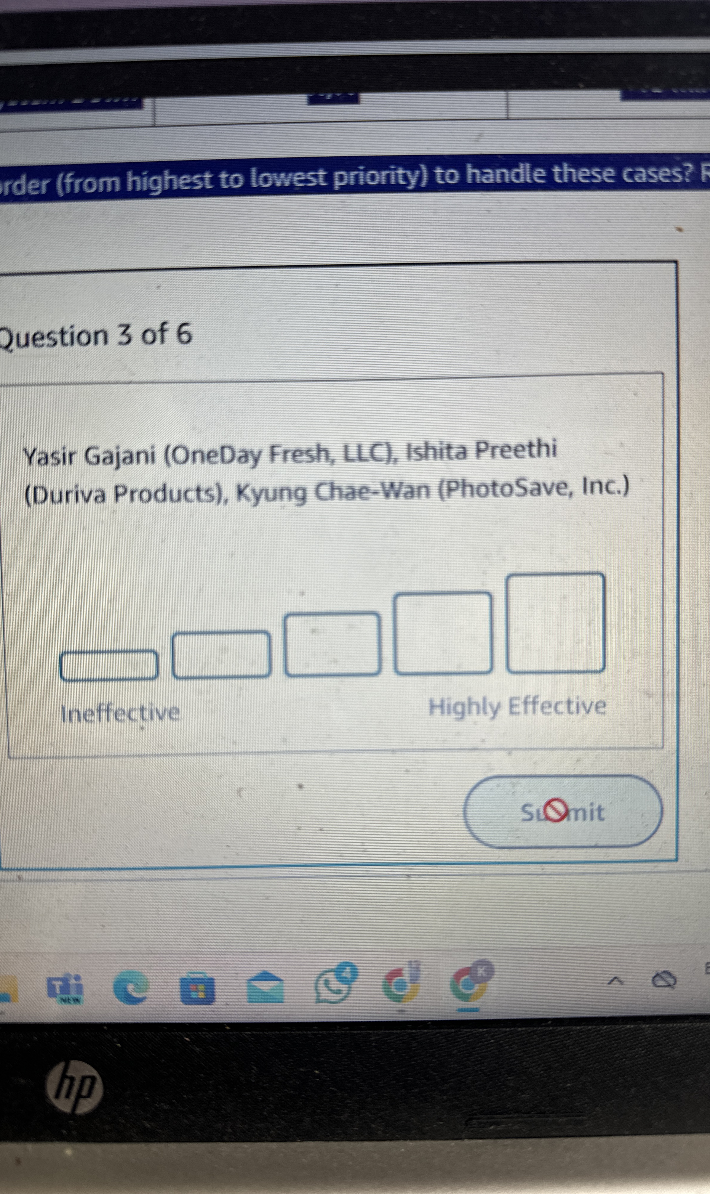  rder (from highest to lowest priority) to handle these cases? Question