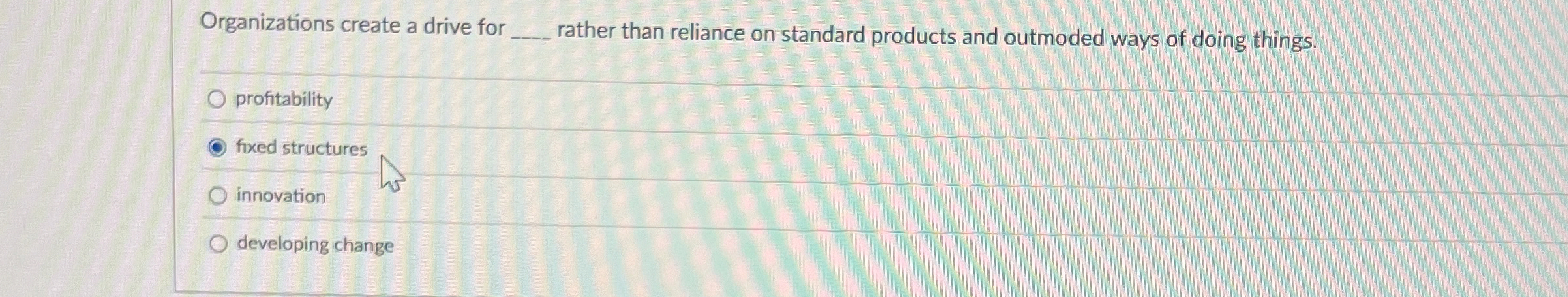  Organizations create a drive for q, rather than reliance on standard