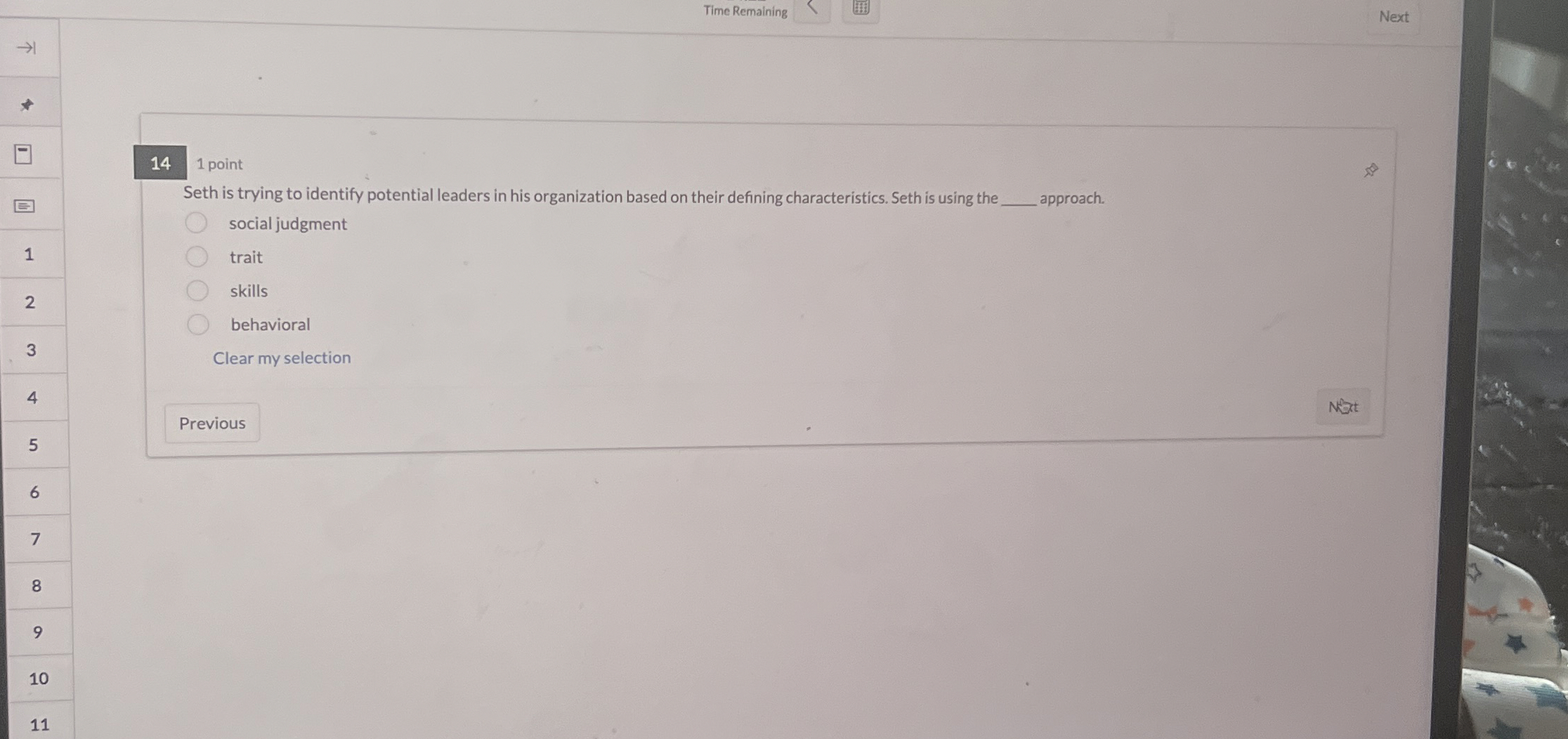  Time Remaining Next 1 point Seth is trying to identify potential