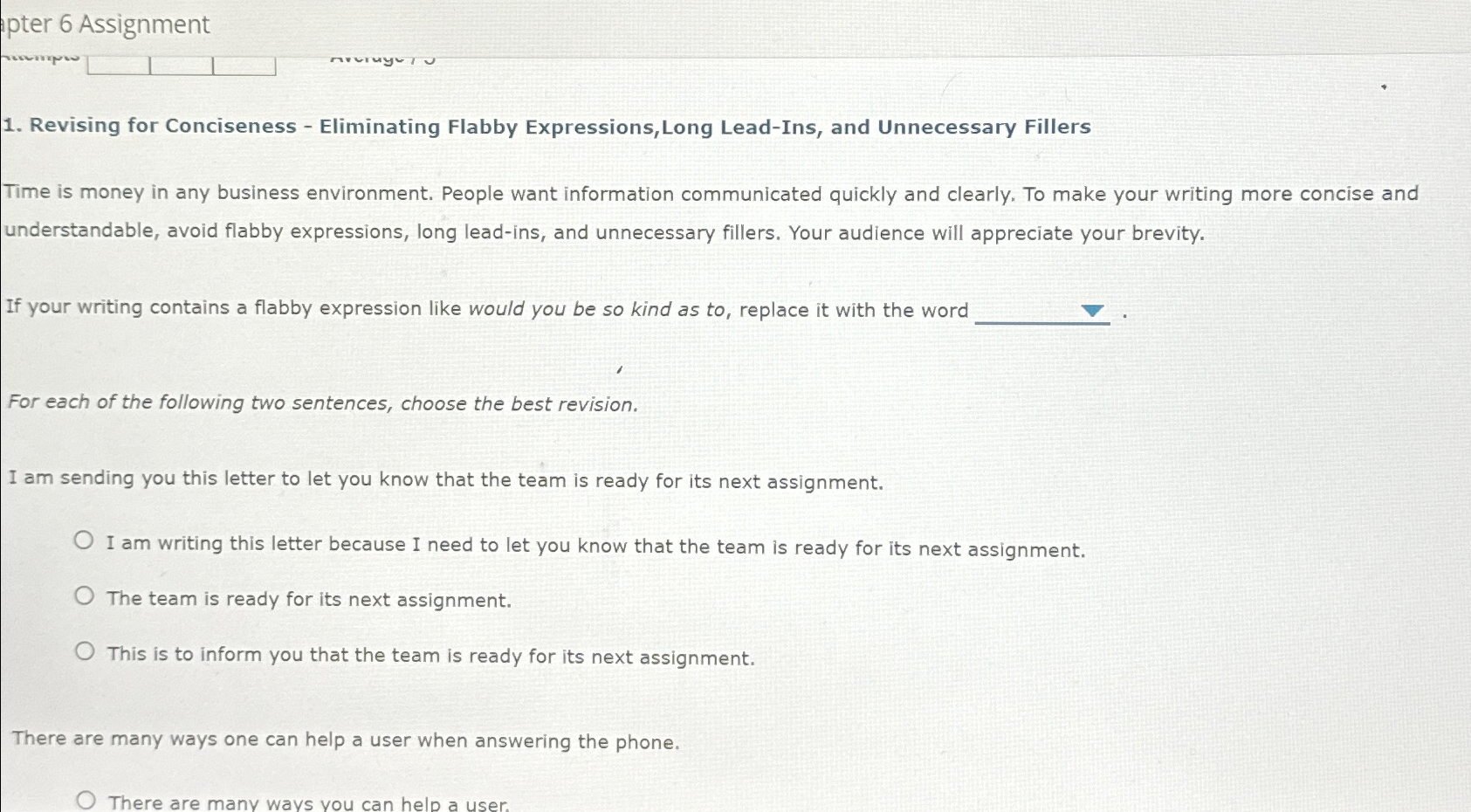  pter 6 Assignment Revising for Conciseness - Eliminating Flabby Expressions, Long