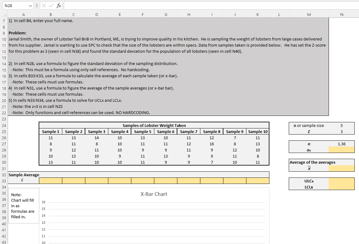  In cell B4, enter your full name. In cell B4, enter