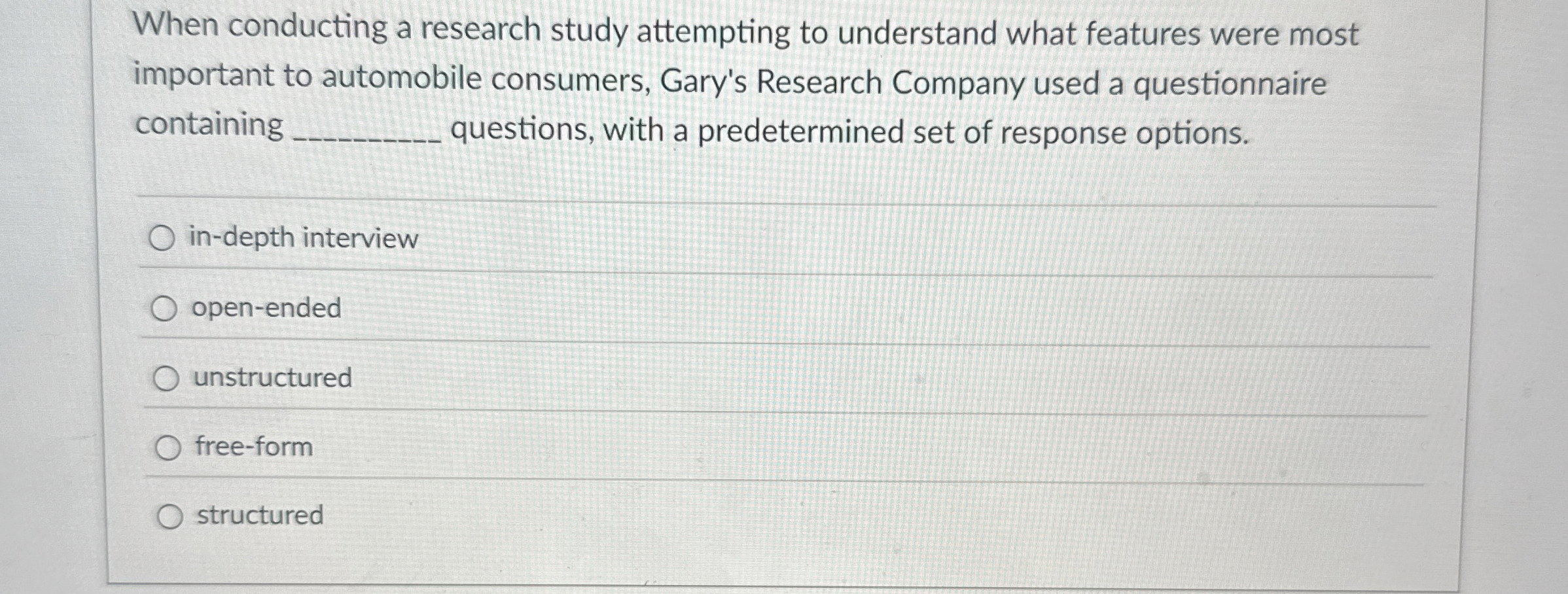  When conducting a research study attempting to understand what features were