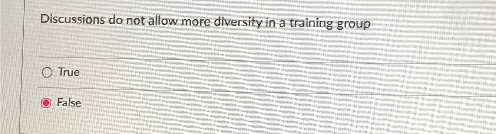  Discussions do not allow more diversity in a training group True