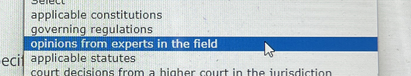  a binding authority does not include applicable constitutions governing regulations opinions