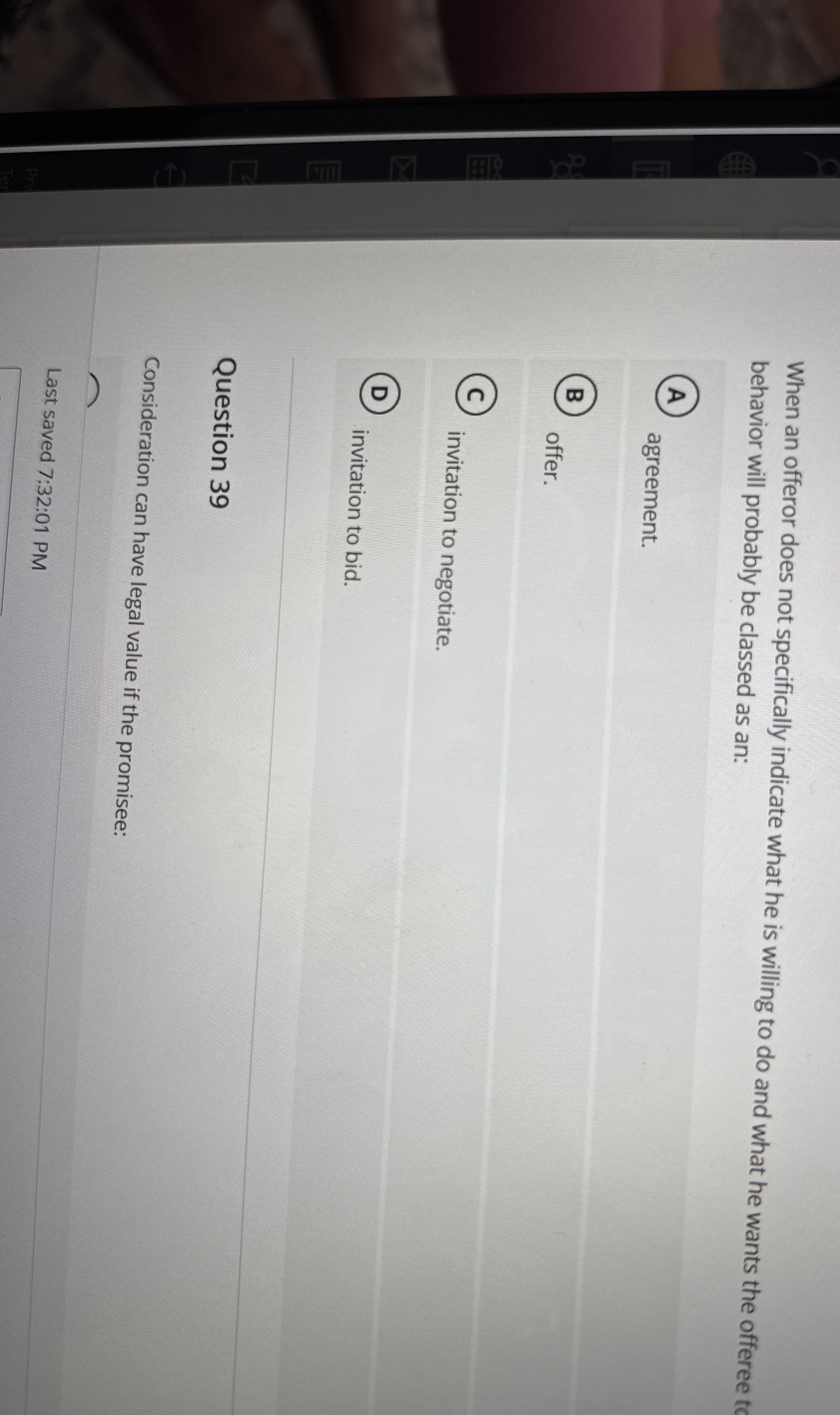  When an offeror does not specifically indicate what he is willing