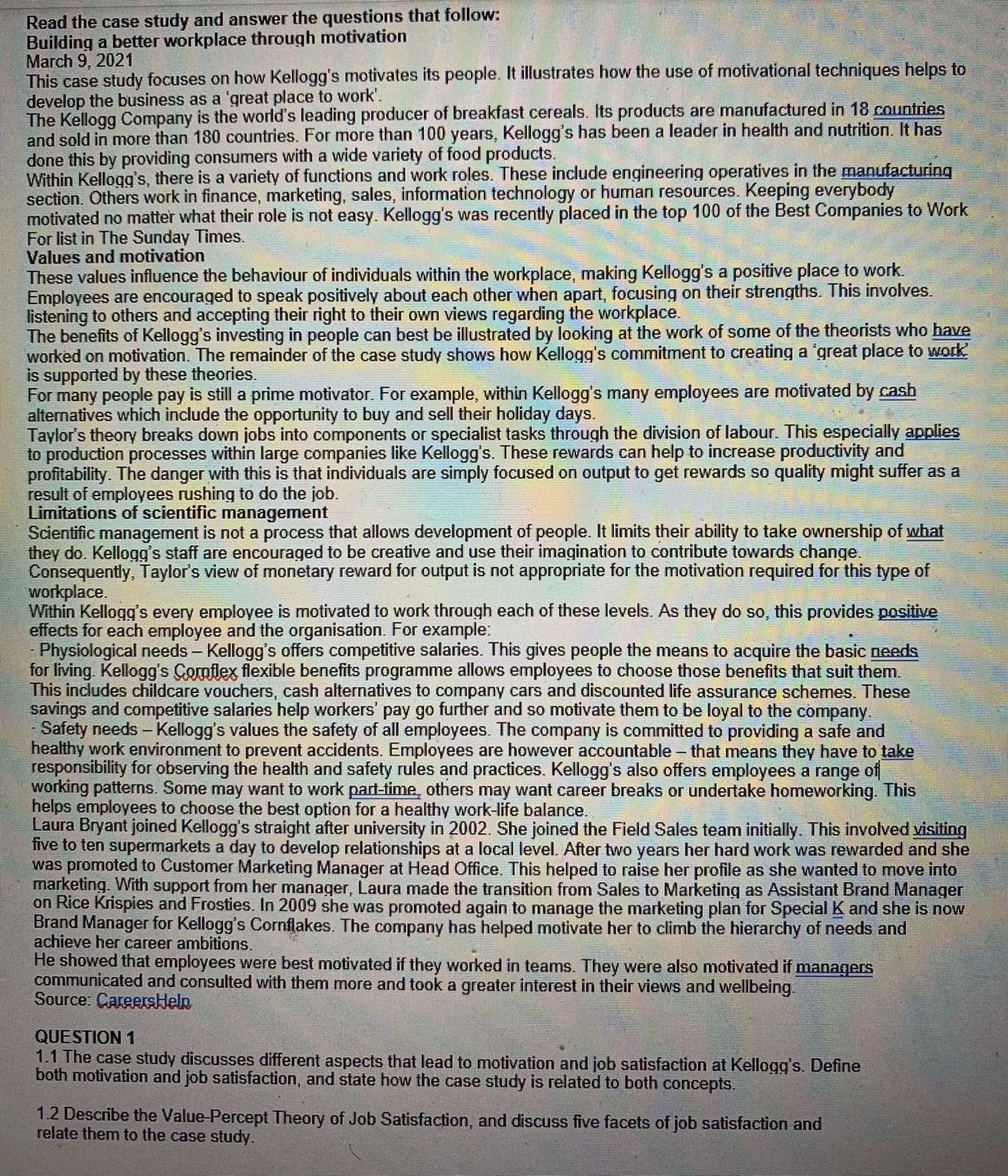  Read the case study and answer the questions that follow: Building