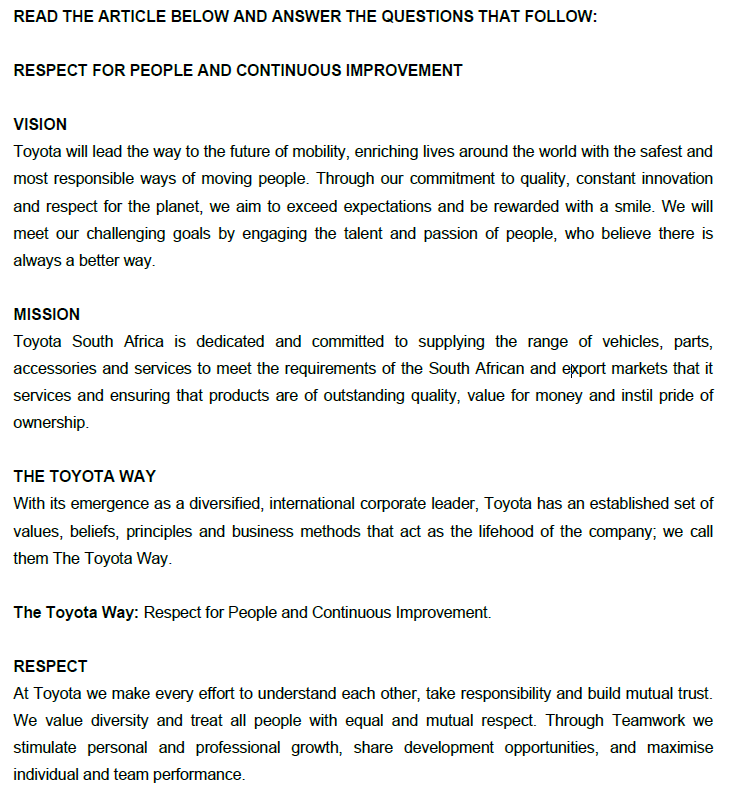  READ THE ARTICLE BELOW AND ANSWER THE QUESTIONS THAT FOLLOW: RESPECT