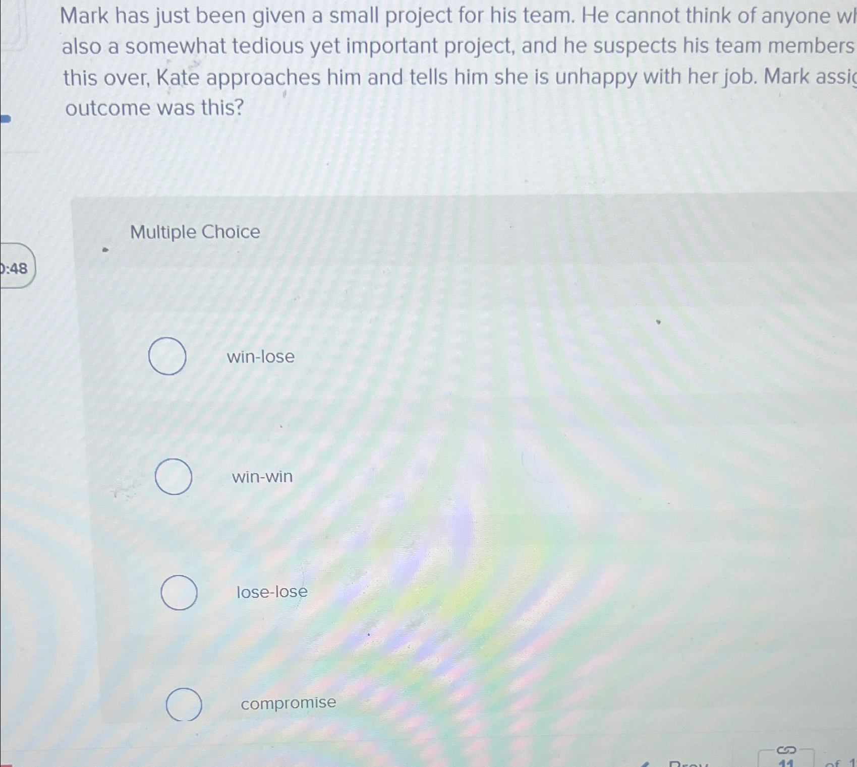  Mark has just been given a small project for his team.
