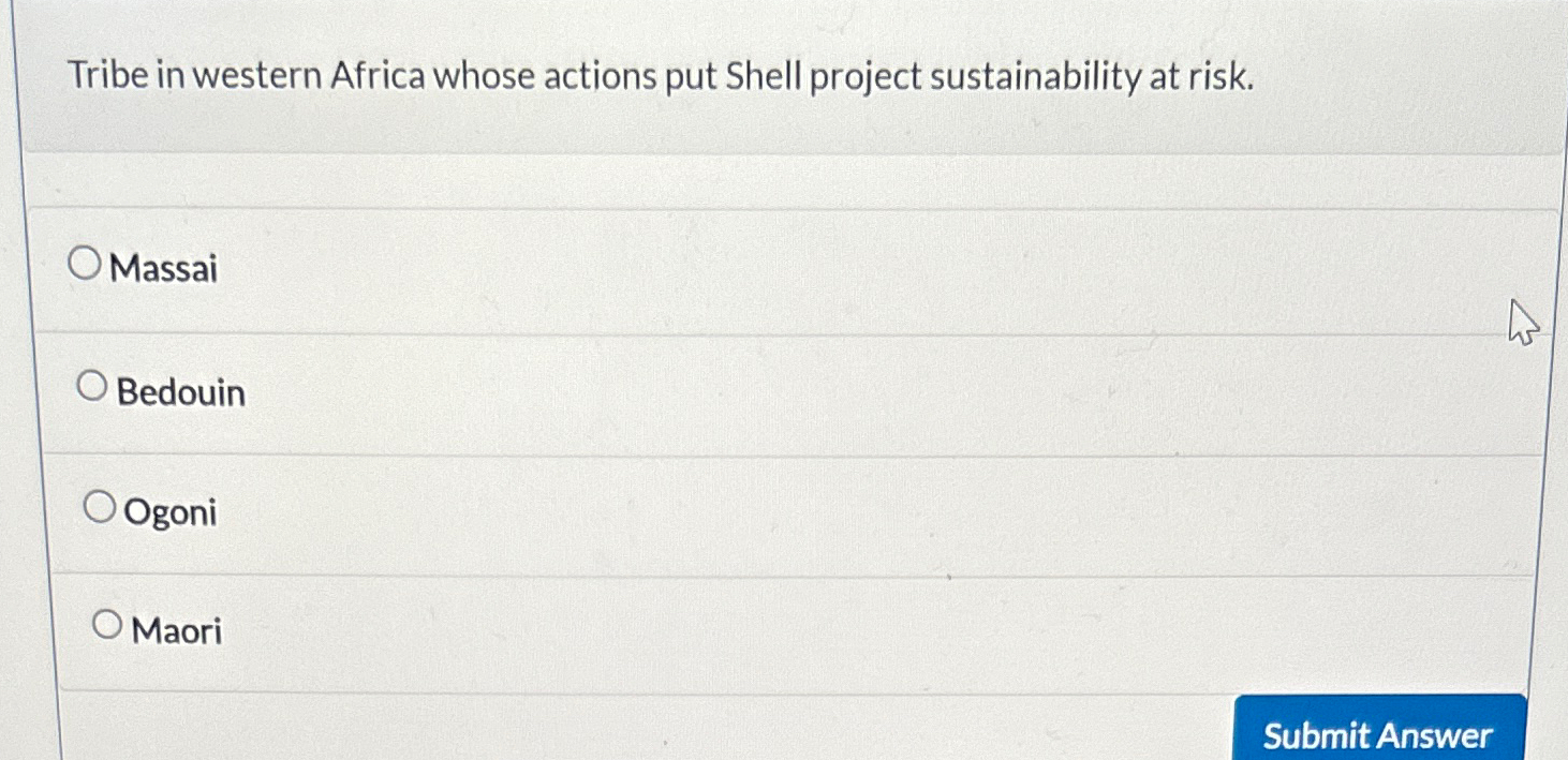  Tribe in western Africa whose actions put Shell project sustainability at