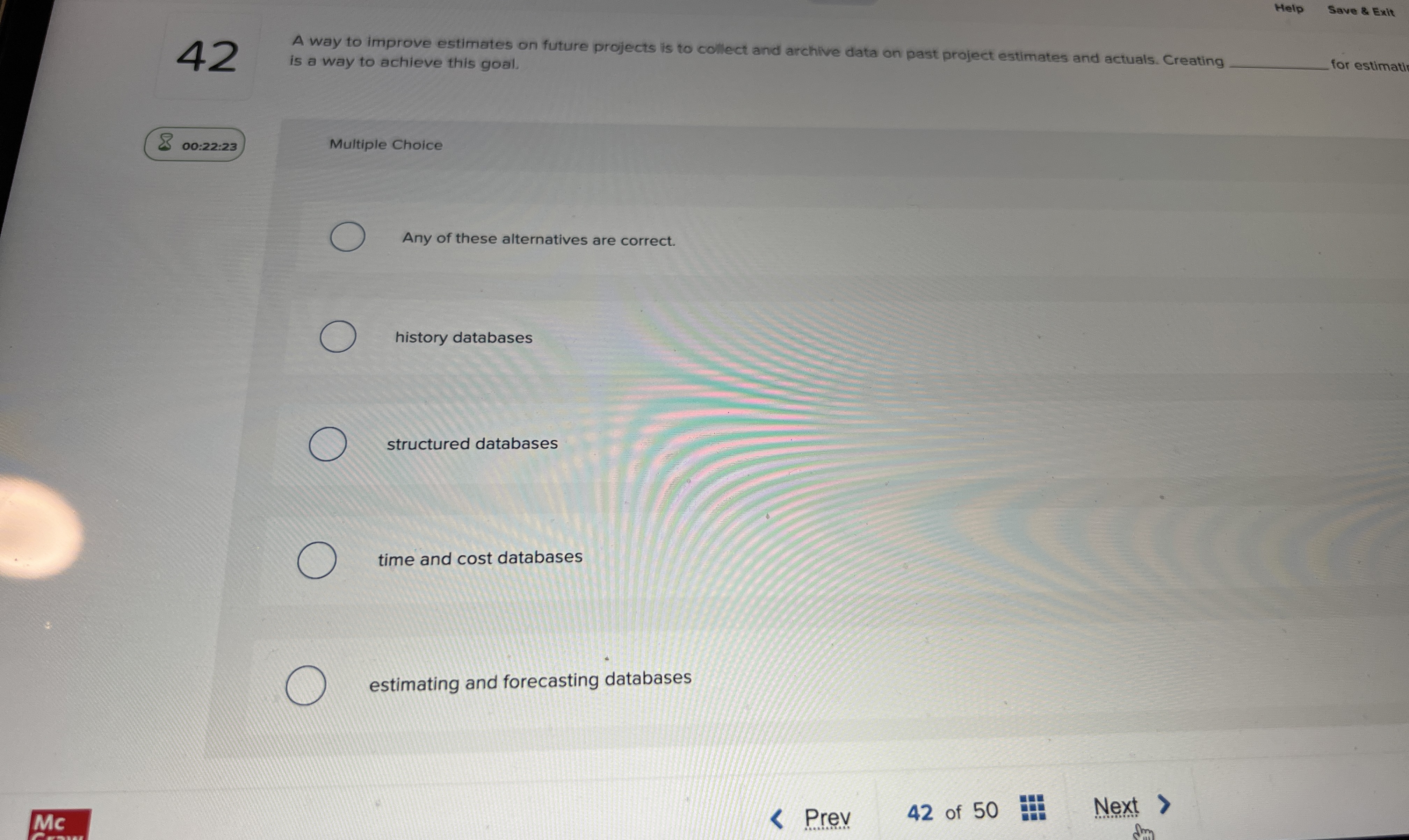  Help Save & Exit 42 A way to improve estimates on