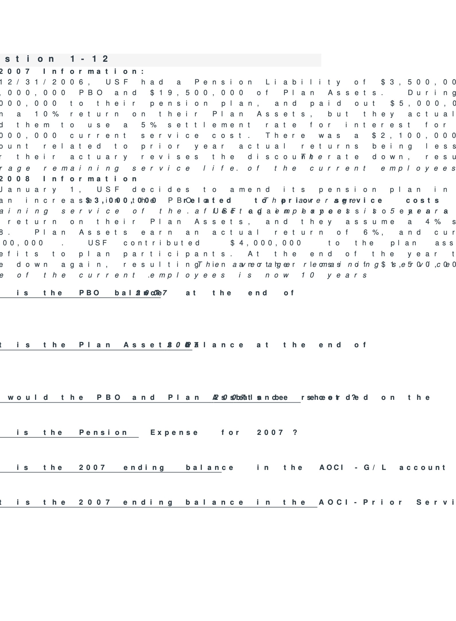  tion 1 - 12 007 Information: 2/31/ 20 06 USF ha