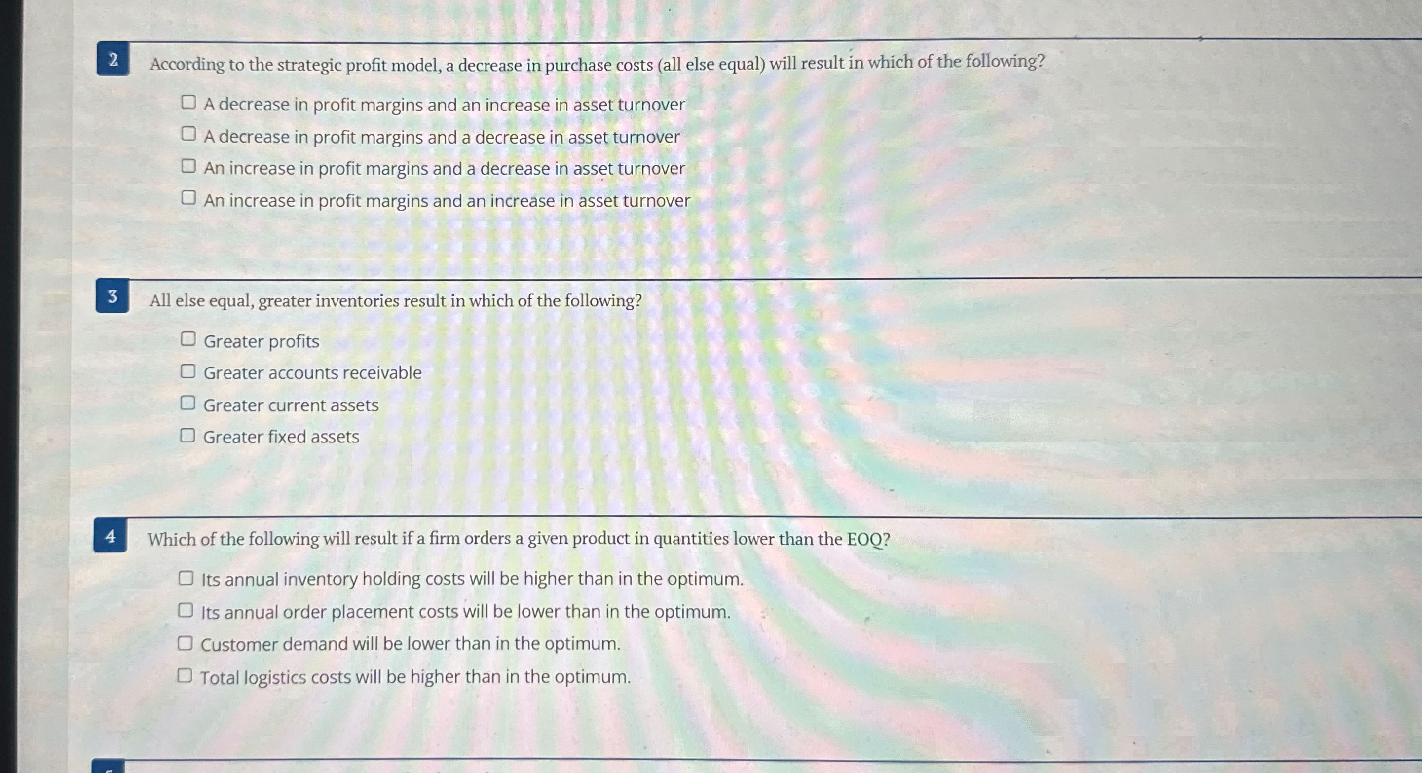  2 According to the strategic profit model, a decrease in purchase