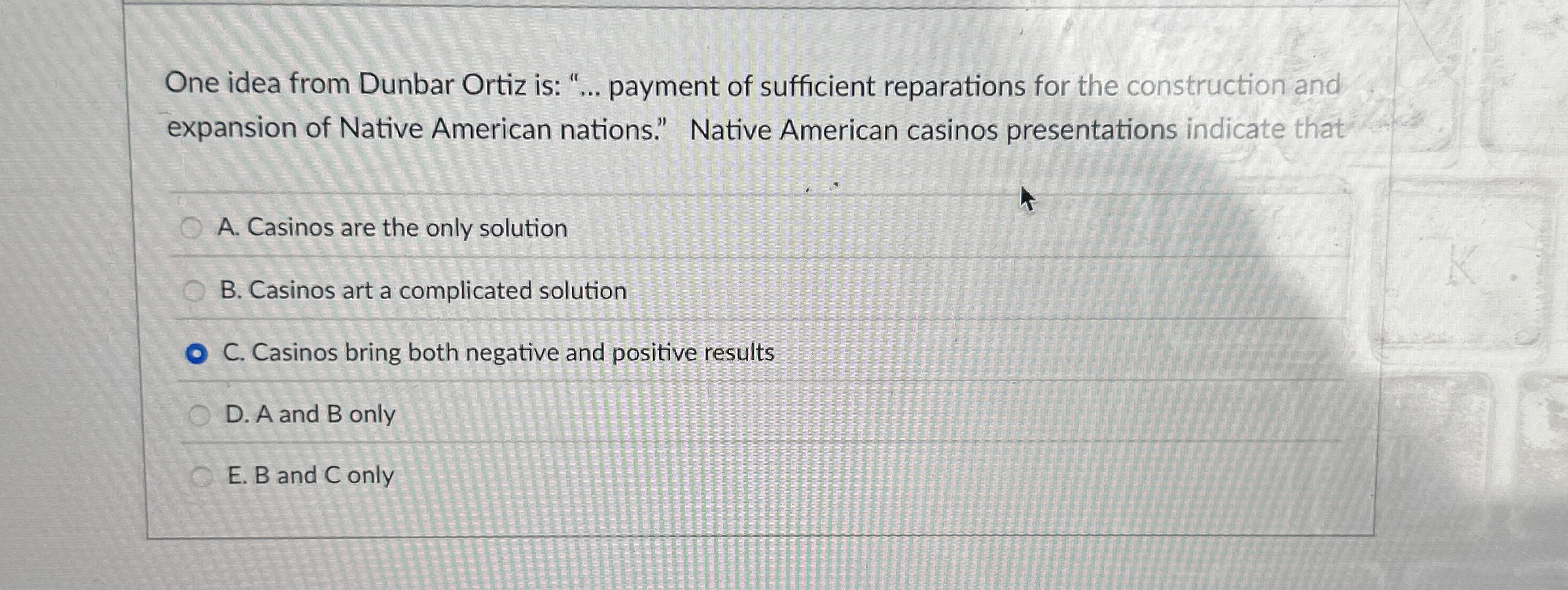  One idea from Dunbar Ortiz is: "... payment of sufficient reparations