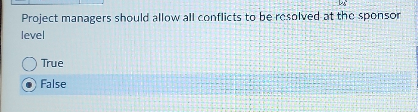  Project managers should allow all conflicts to be resolved at the