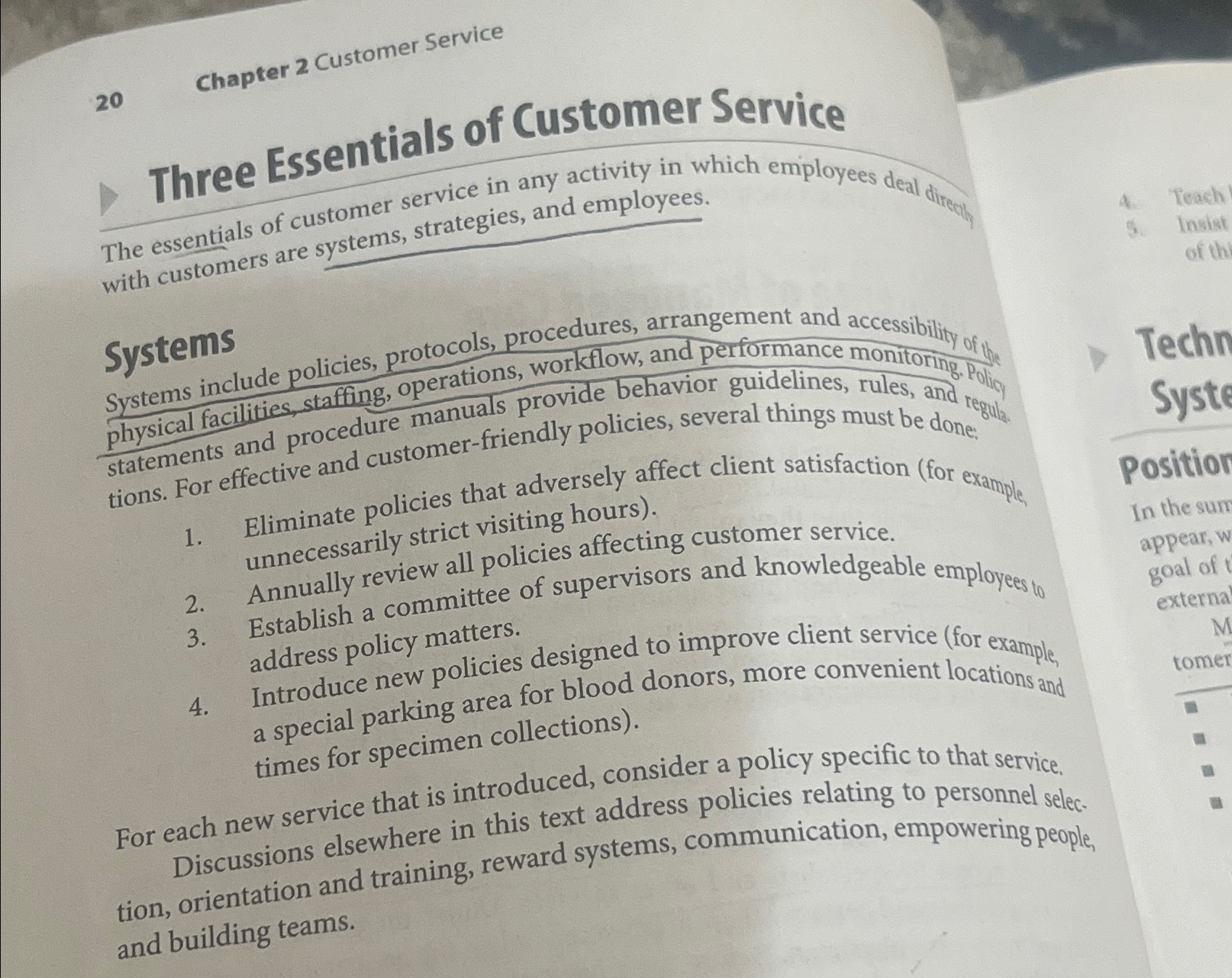  20 Chapter 2 Customer Service Three Essentials of Customer Service The