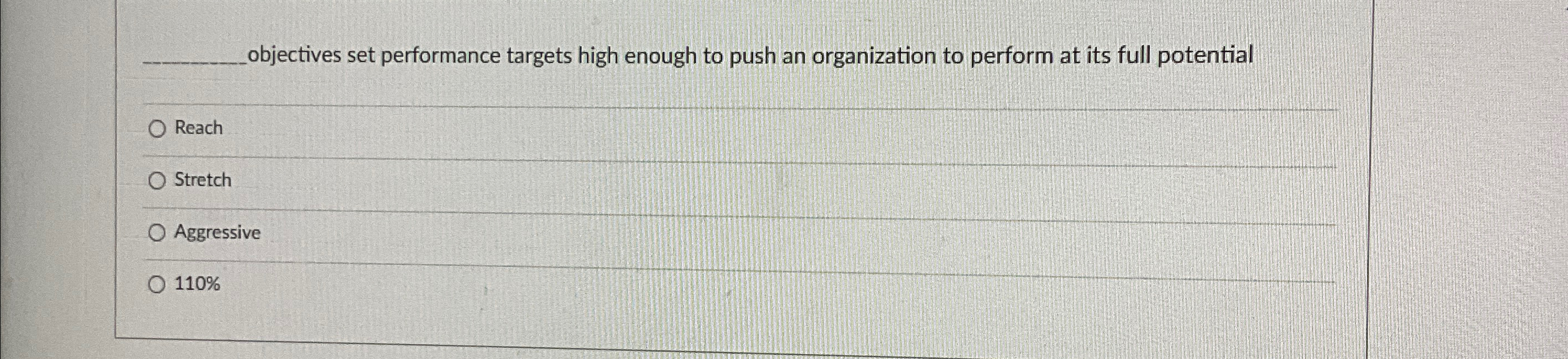  objectives set performance targets high enough to push an organization to