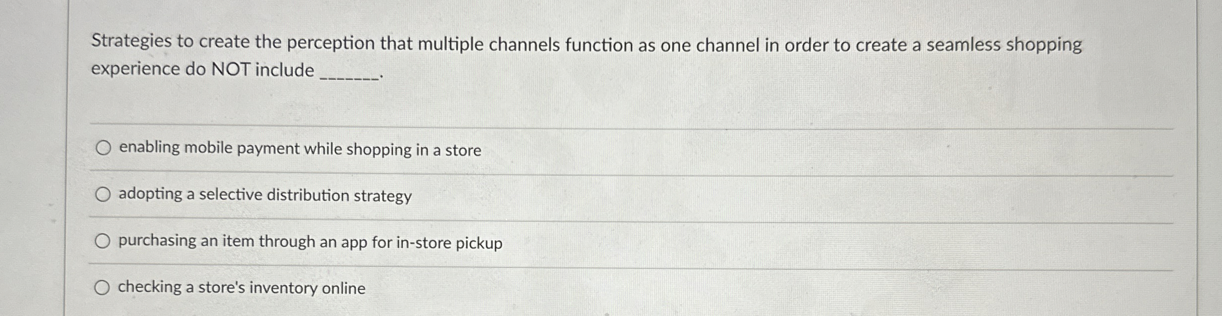  Strategies to create the perception that multiple channels function as one