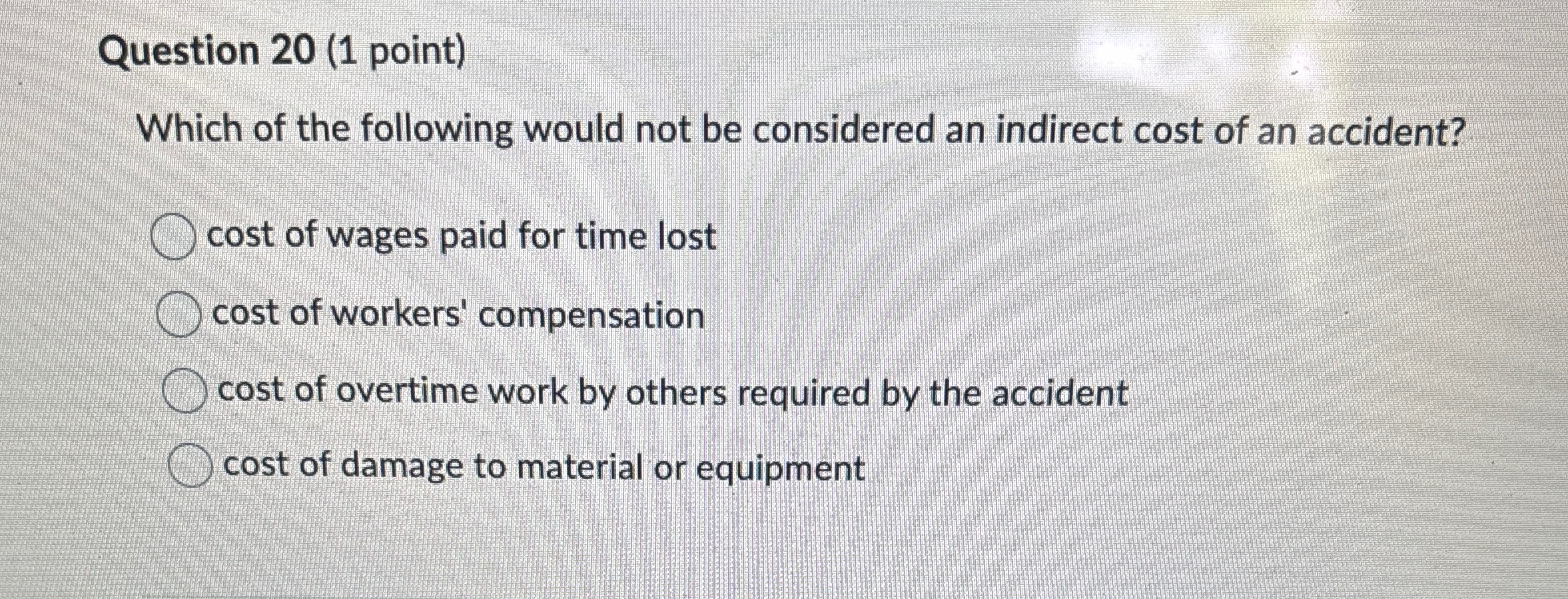  Question 20(1 point) Which of the following would not be considered