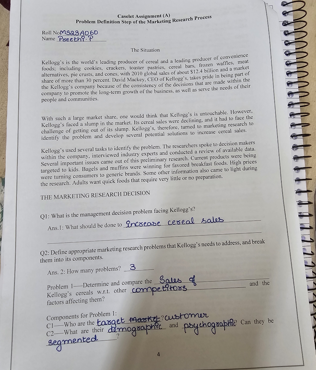  Caselet Assignment (A) Problem Definition Step of the Marketing Research Process