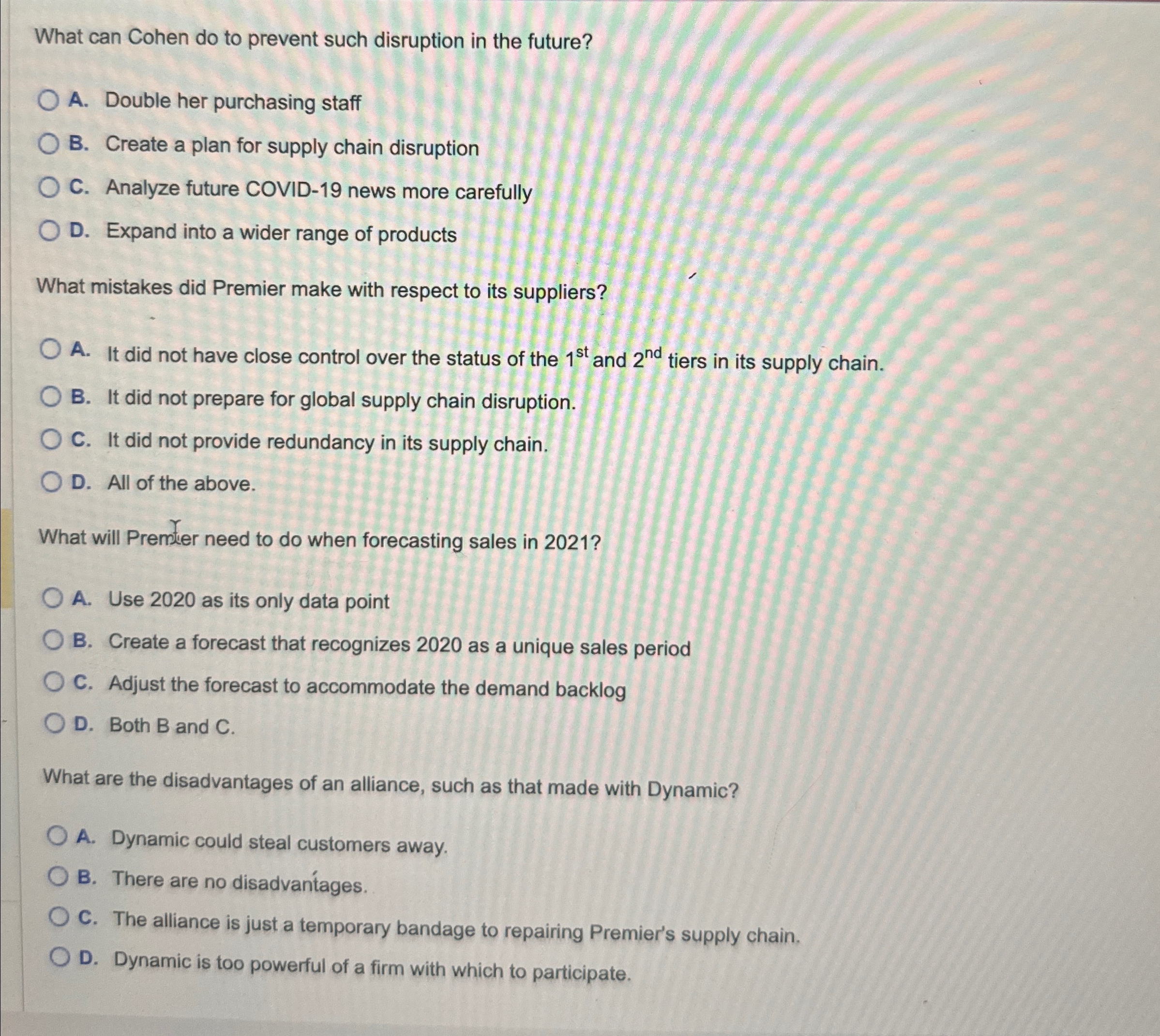  What can Cohen do to prevent such disruption in the future?