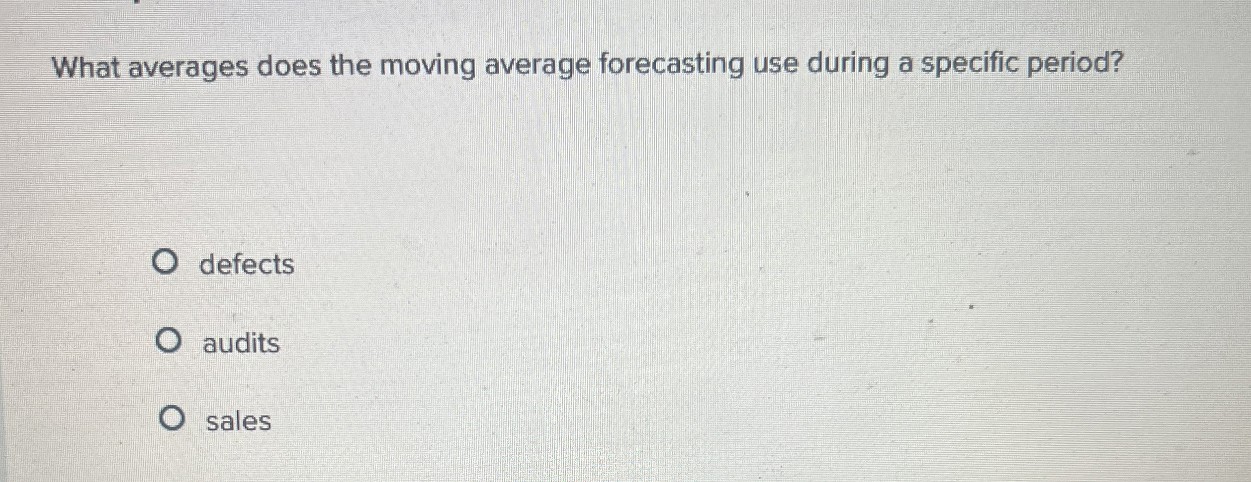  What averages does the moving average forecasting use during a specific