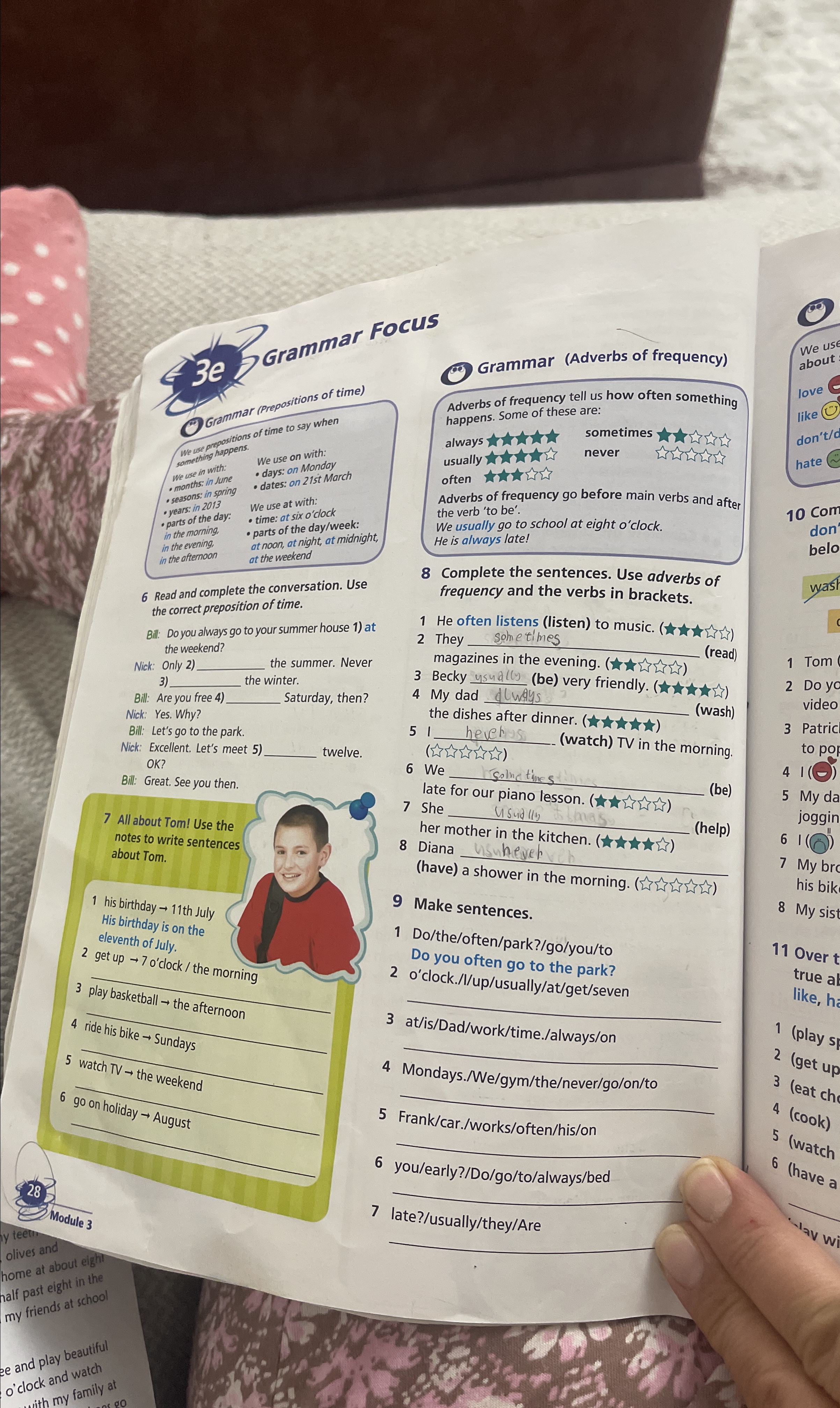  6 Read and complete the conversation. Use the correct preposition of