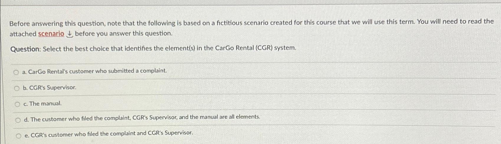  Before answering this question, note that the following is based on