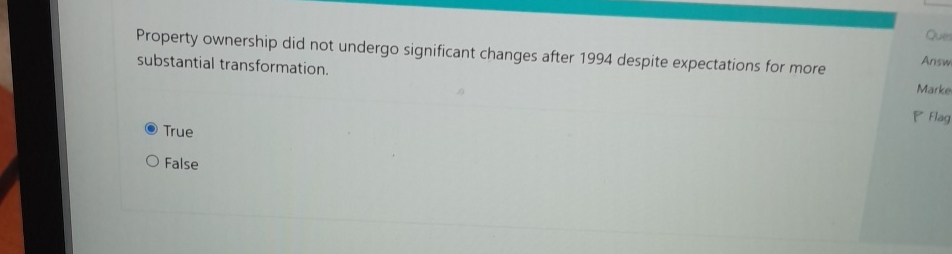  Property ownership did not undergo significant changes after 1994 despite expectations