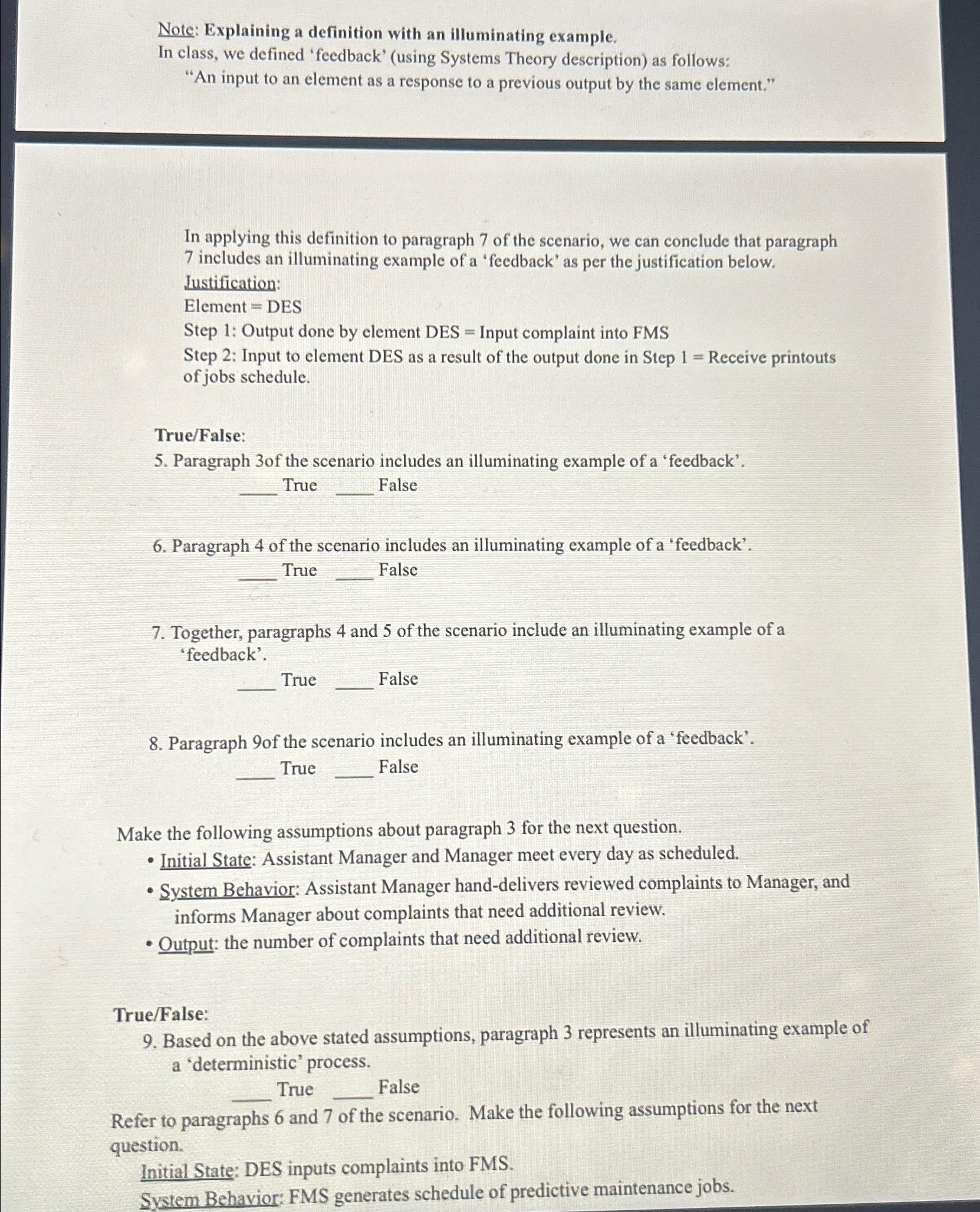  Note: Explaining a definition with an illuminating example. In class, we