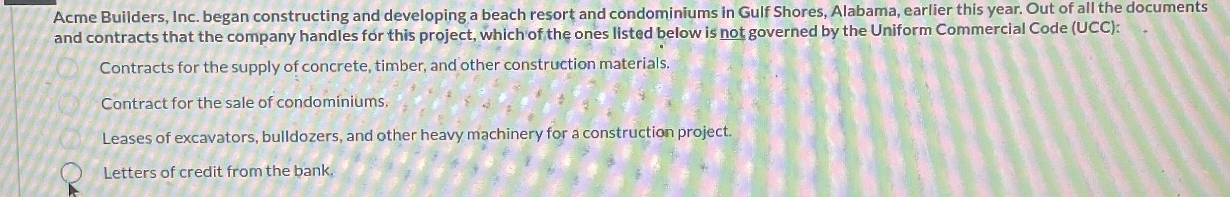  Acme Builders, Inc. began constructing and developing a beach resort and
