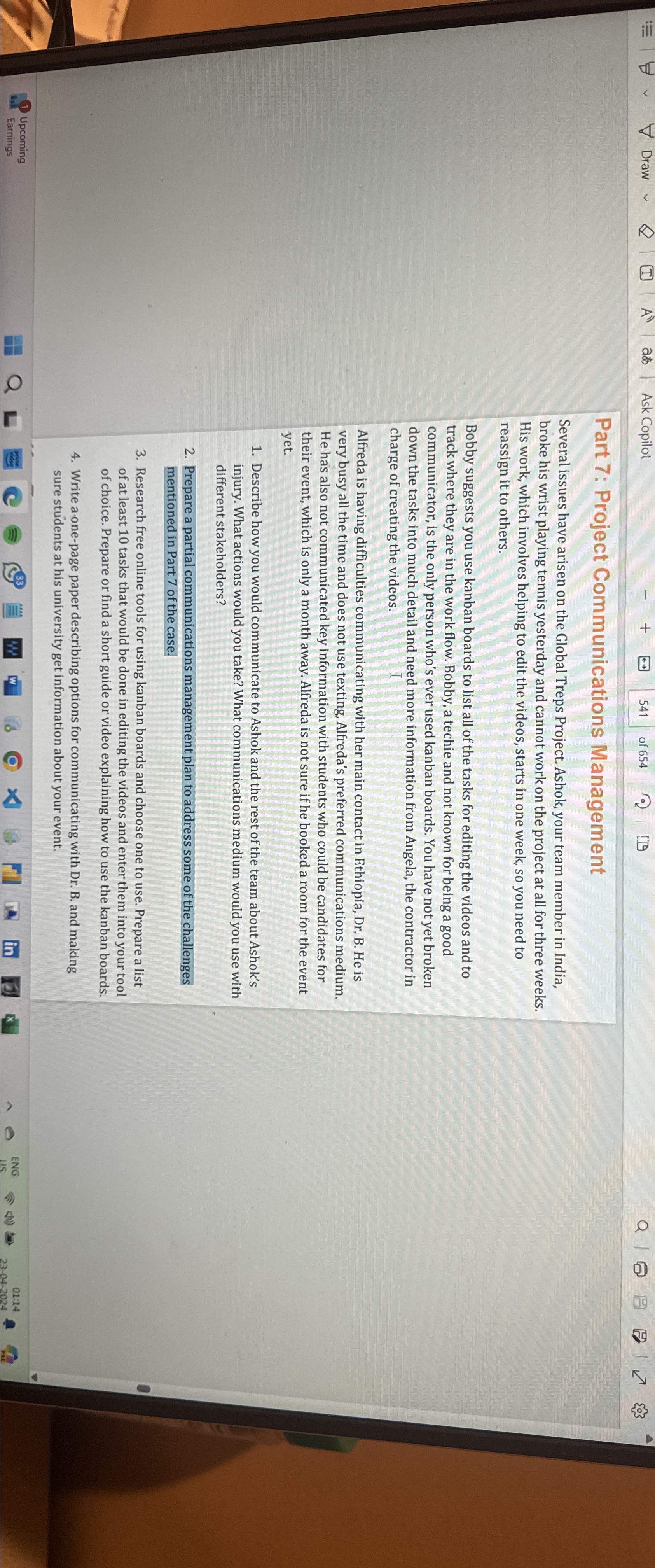  Draw A'' Ask Copilot 541 of 654 6 Part 7: Project