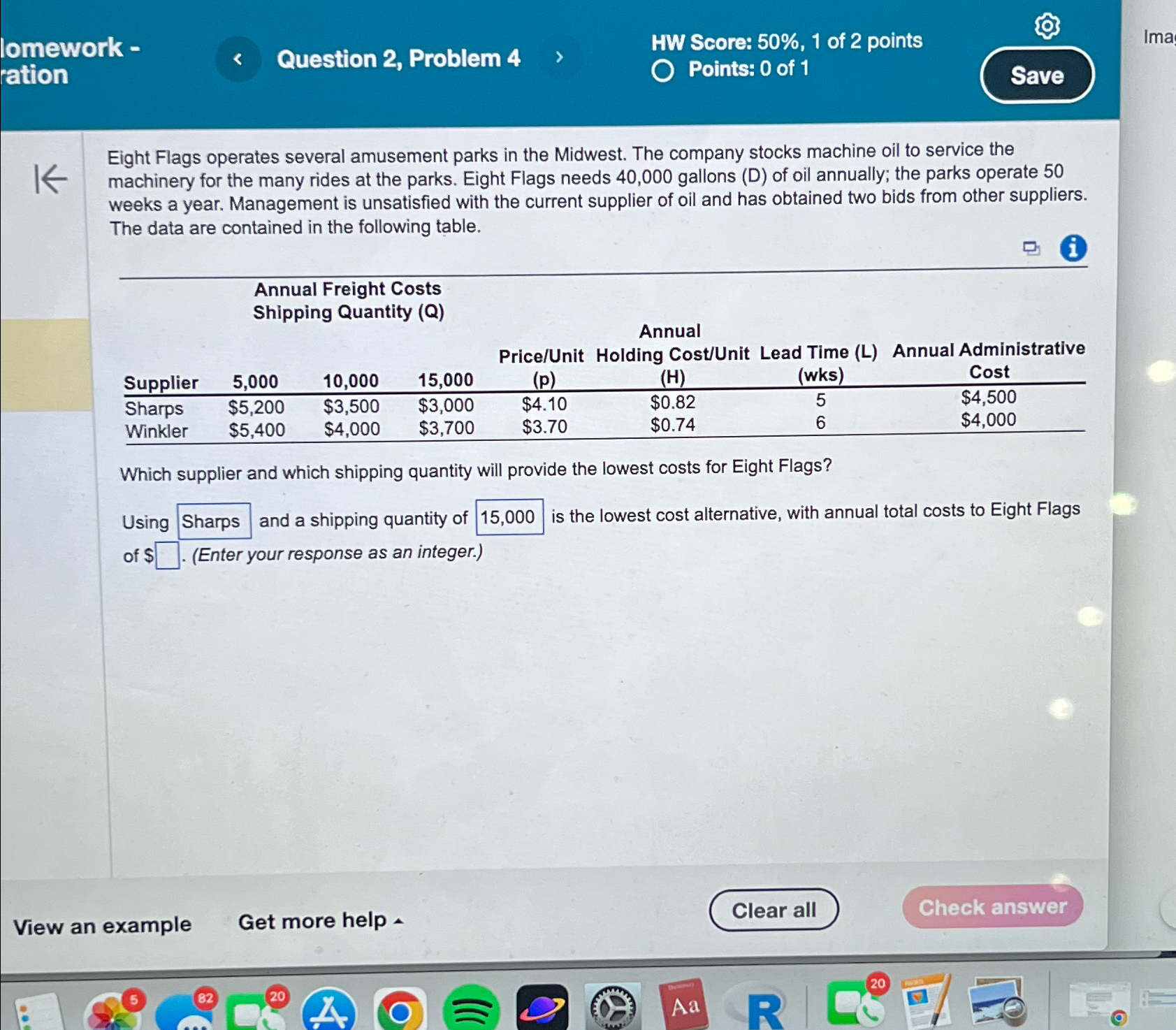  lomework - ration Question 2, Problem 4 HW Score: 50%,1 of