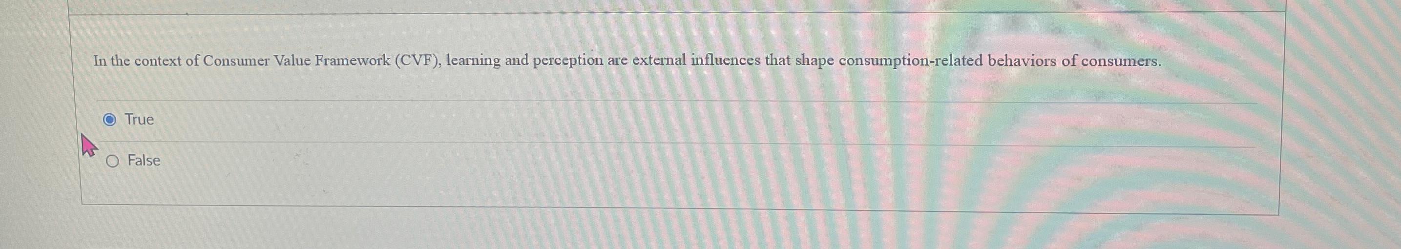  In the context of Consumer Value Framework (CVF), learning and perception