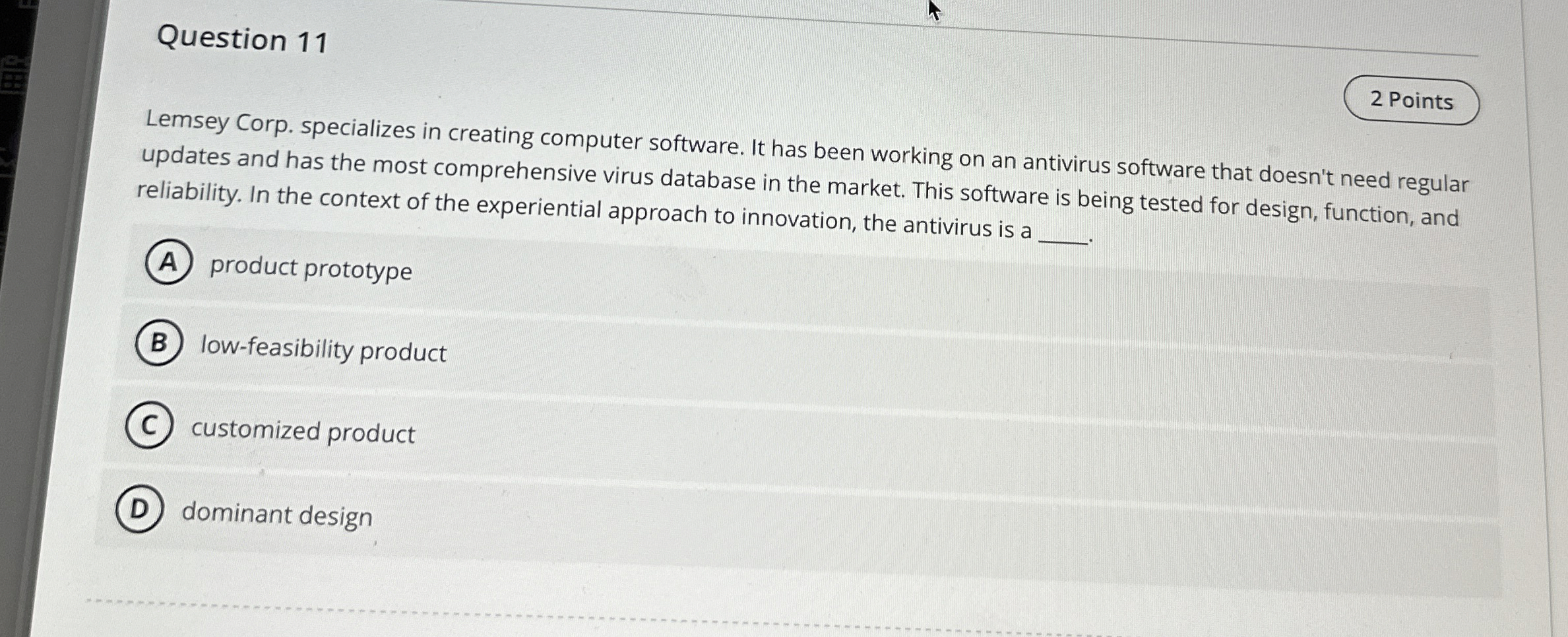  Question 11 2 Points Lemsey Corp. specializes in creating computer software.