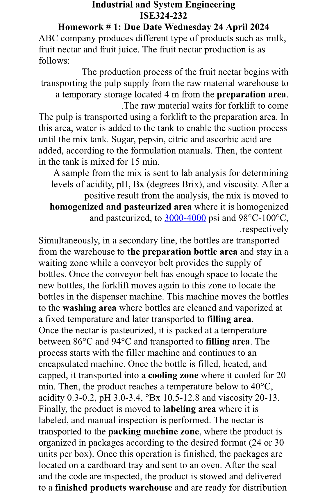  Industrial and System Engineering ISE324-232 Homework # 1: Due Date Wednesday