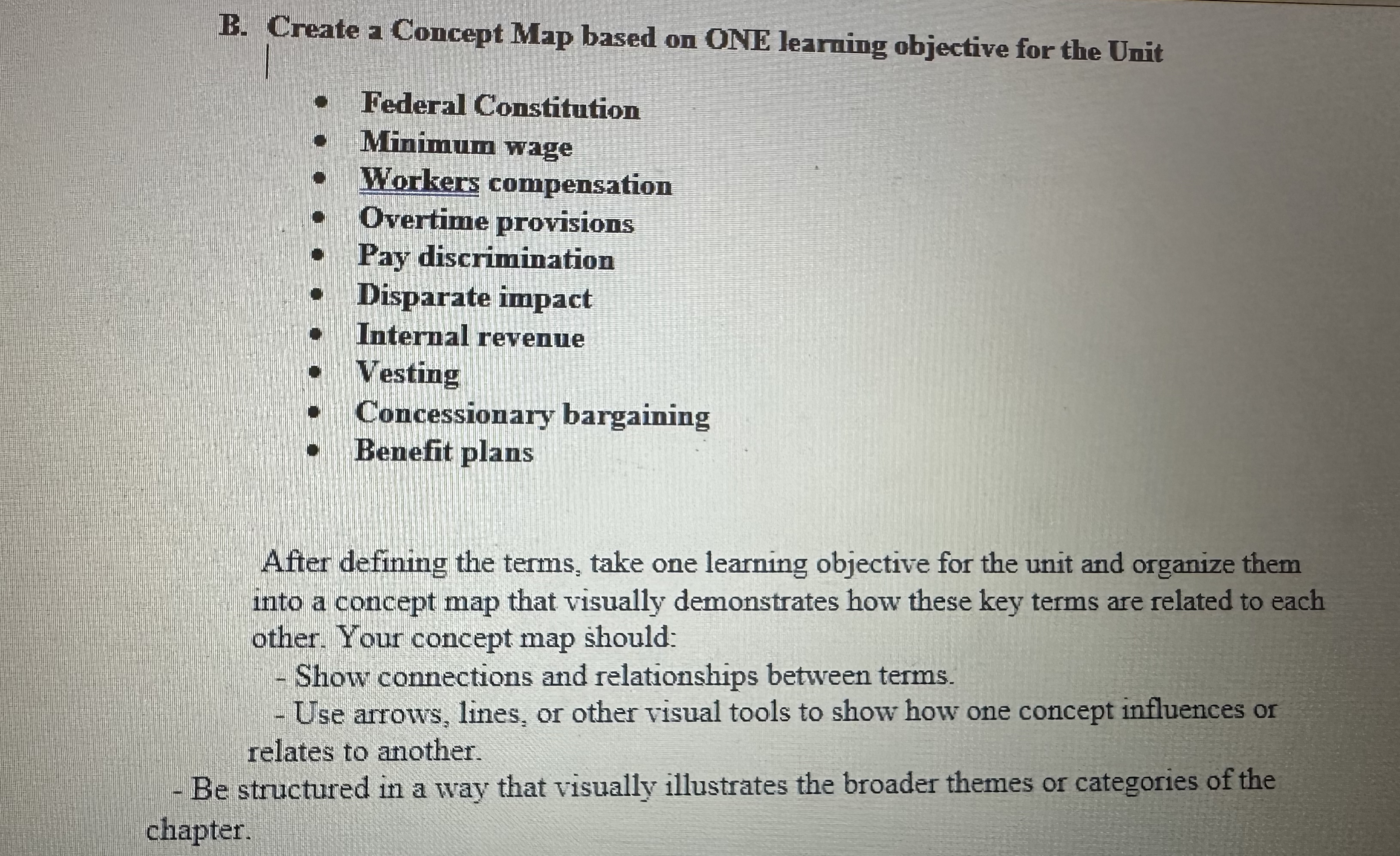  B. Create a Concept Map based on ONE learning objective for