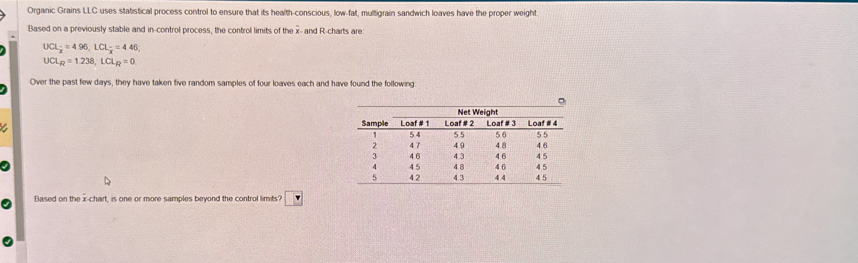  Organic Grains LLC uses statistical process control to ensure that its