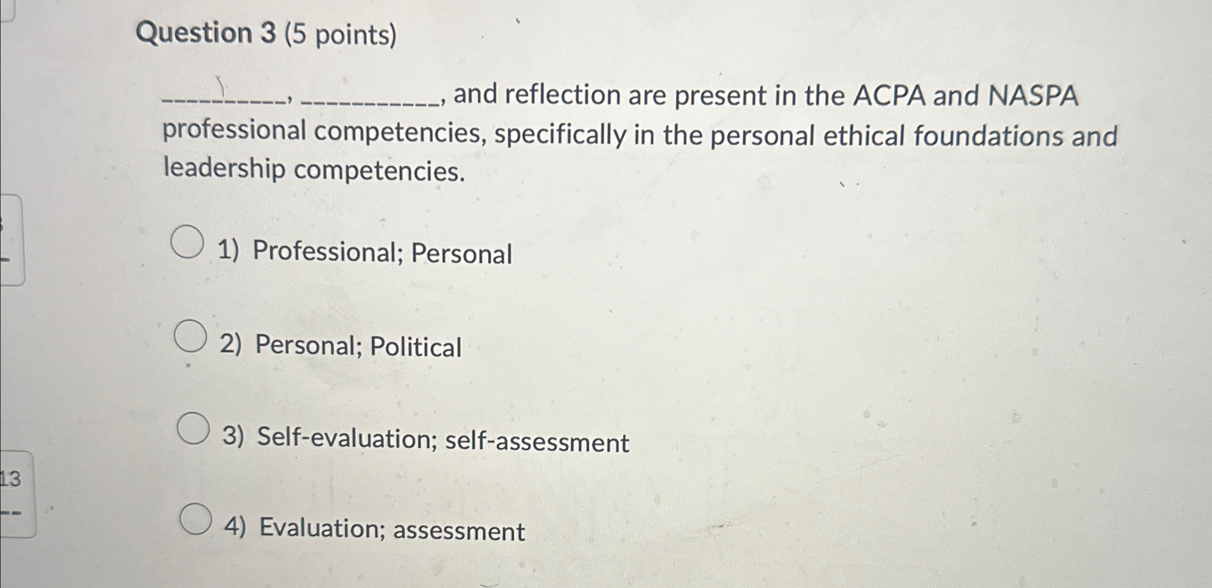  Question 3(5 points) and reflection are present in the ACPA and