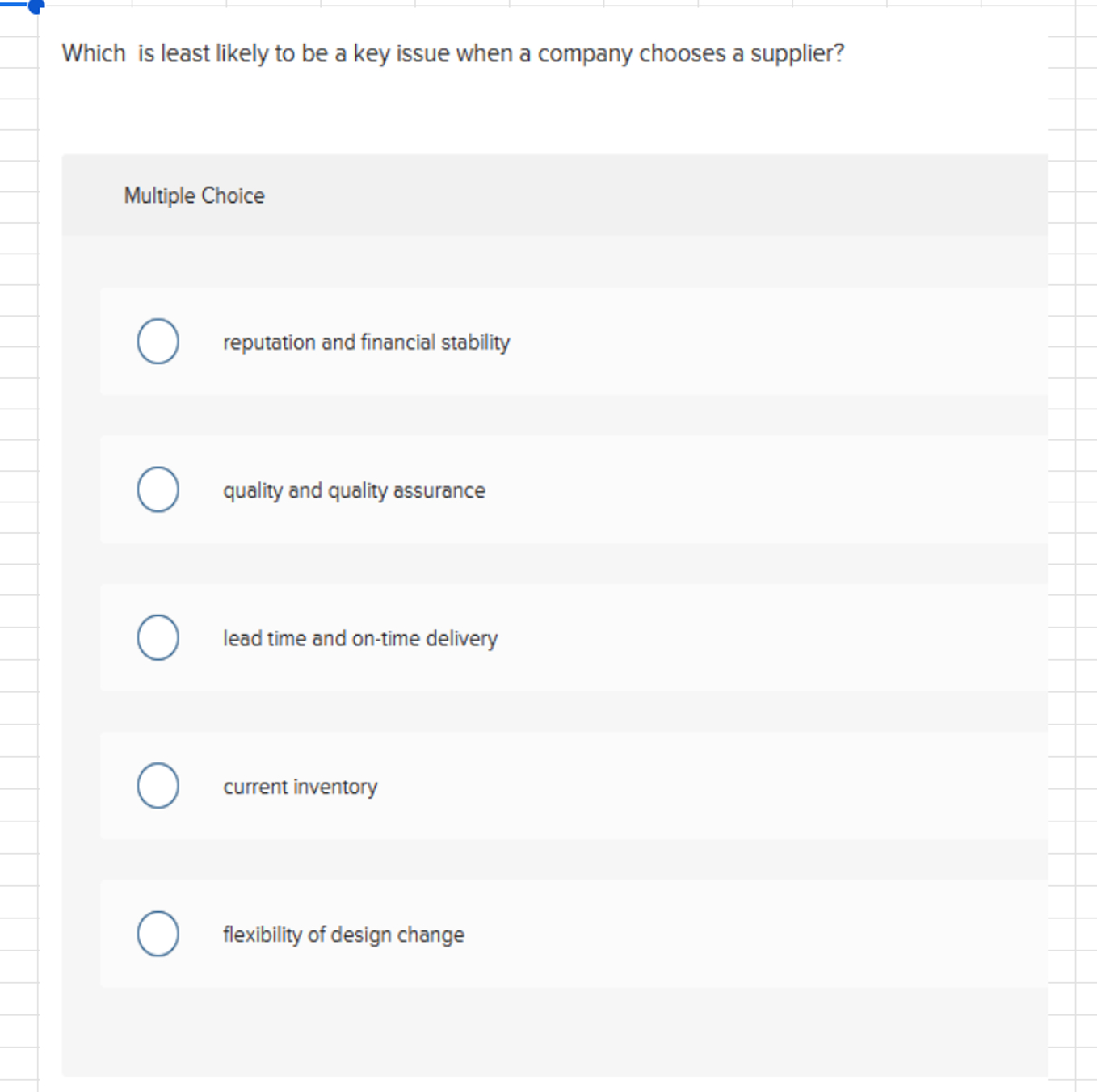  Which is least likely to be a key issue when a