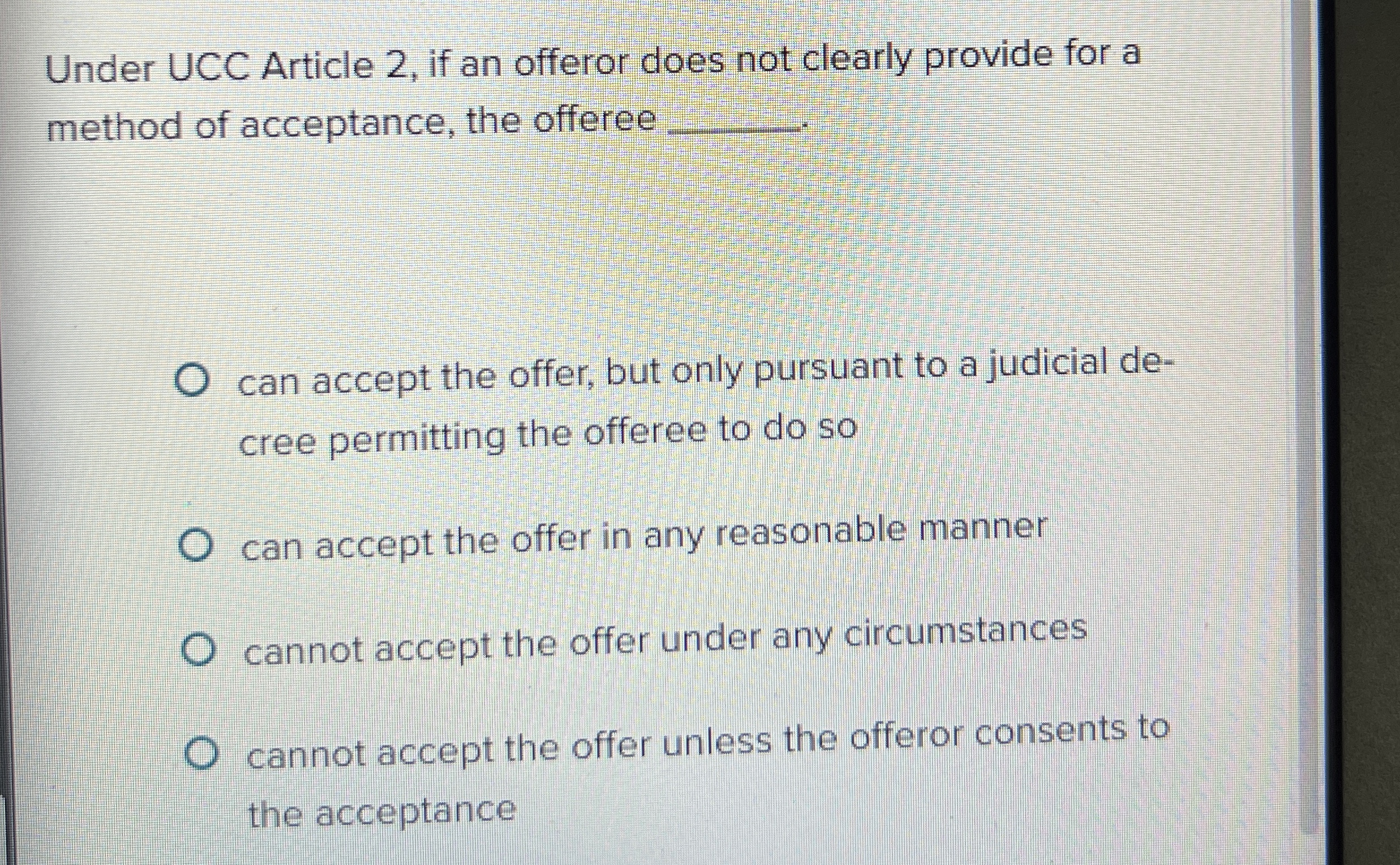  Under UCC Article 2, if an offeror does not clearly provide