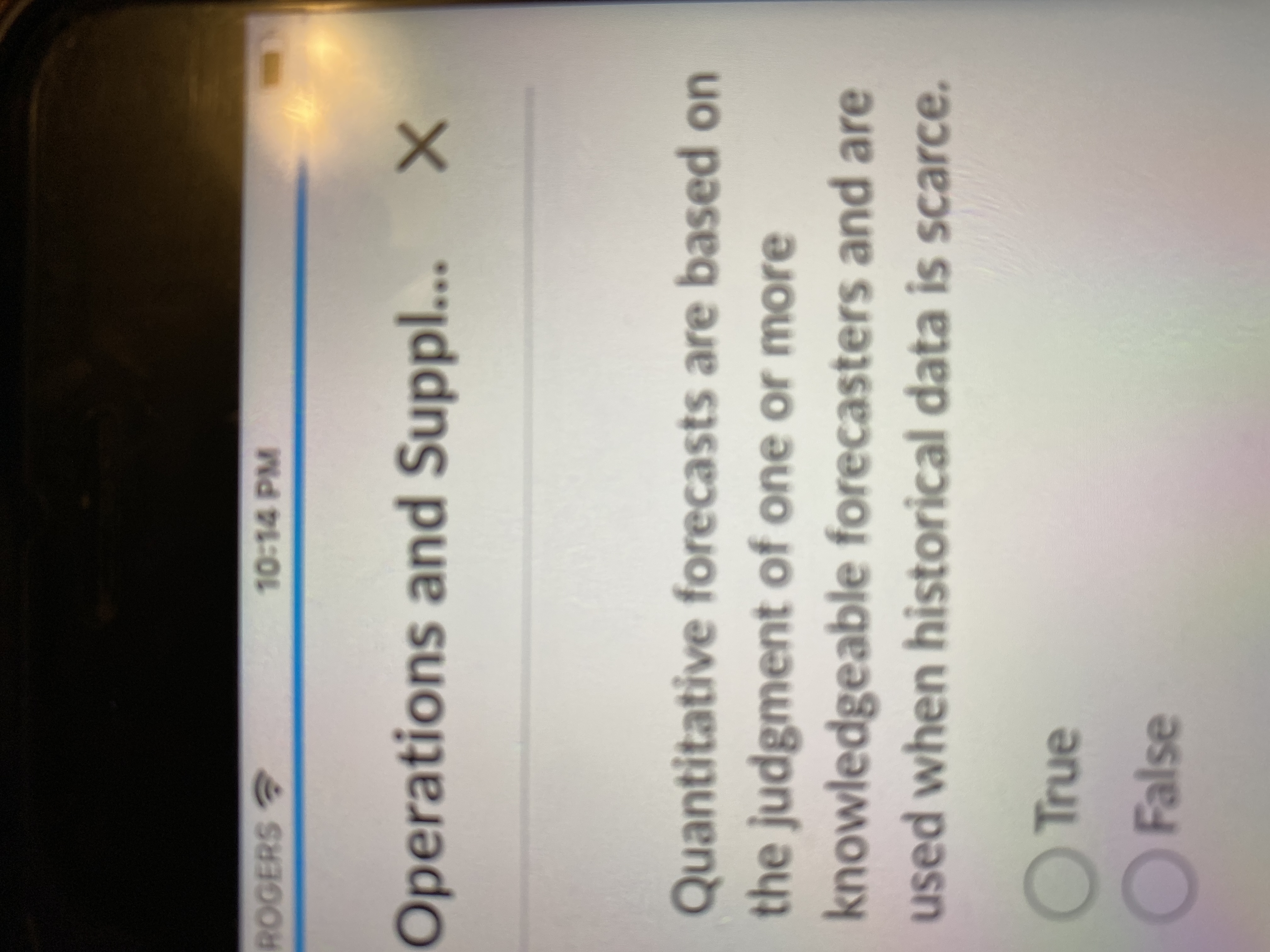  Question 1(1 point)Quantitative forecasts are based on the judgment of one