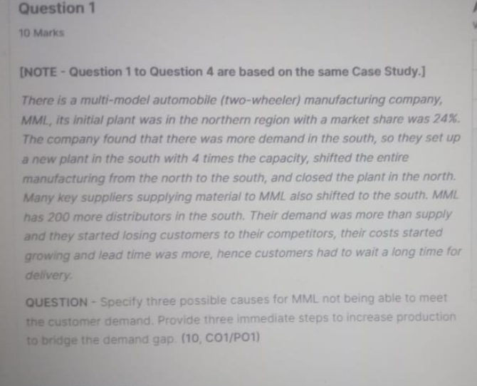  Question 1 10 Marks [NOTE - Question 1 to Question 4