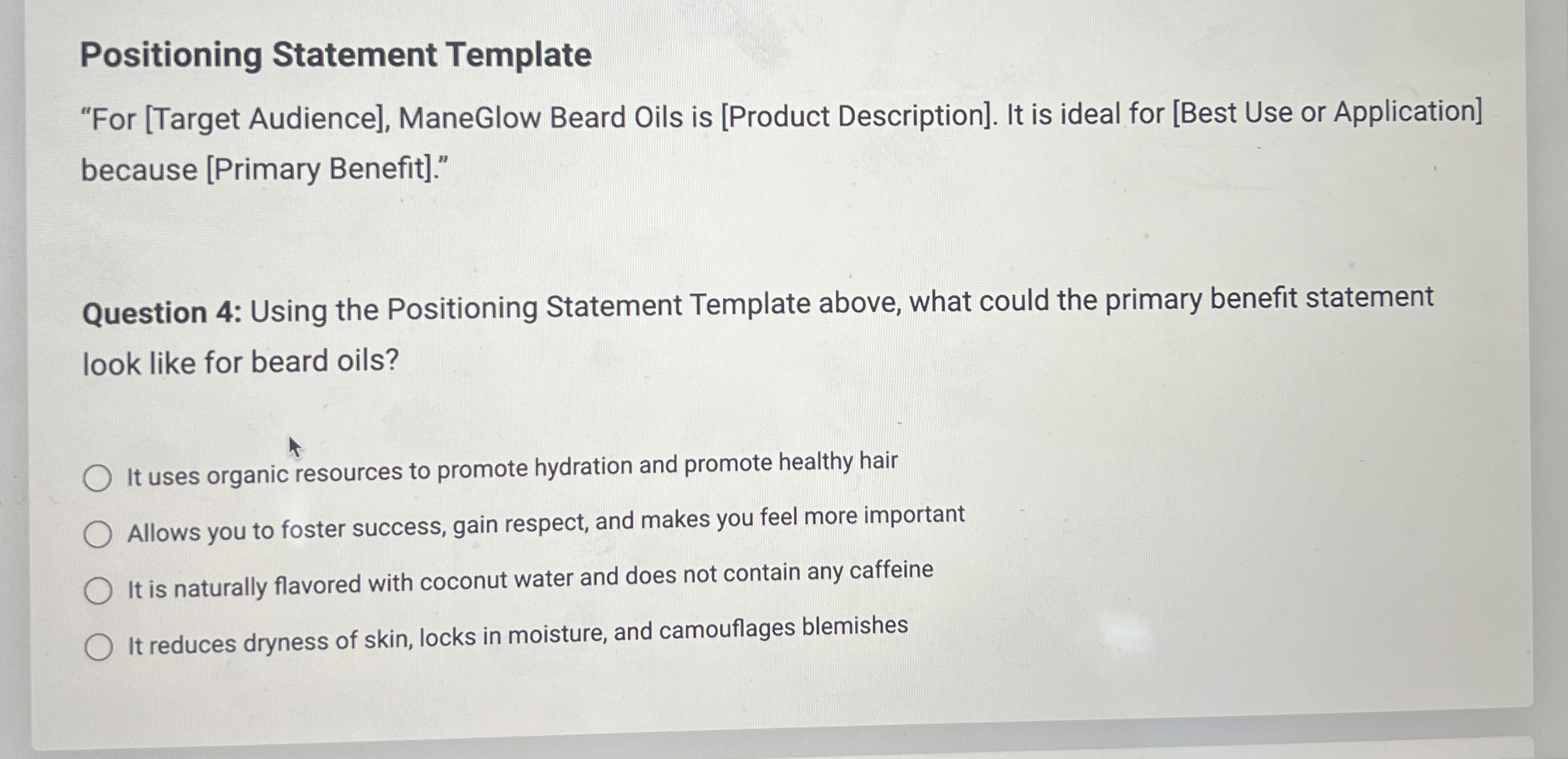  Positioning Statement Template "For [Target Audience], ManeGlow Beard Oils is [Product
