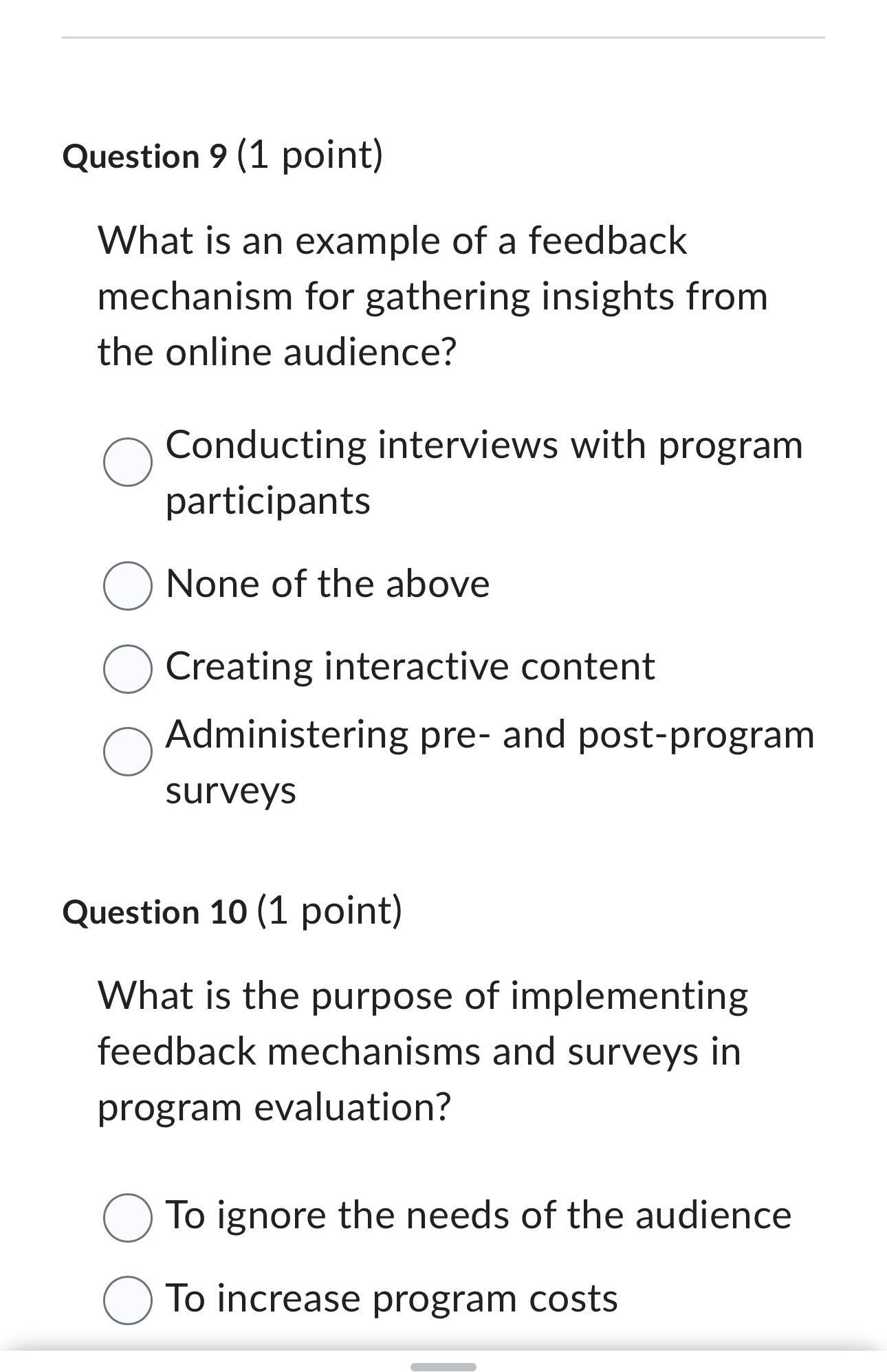  Question 9(1 point) What is an example of a feedback mechanism