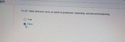  FC.02 Sales farecasta serve 25 inputs to production, markeing, and persunnel