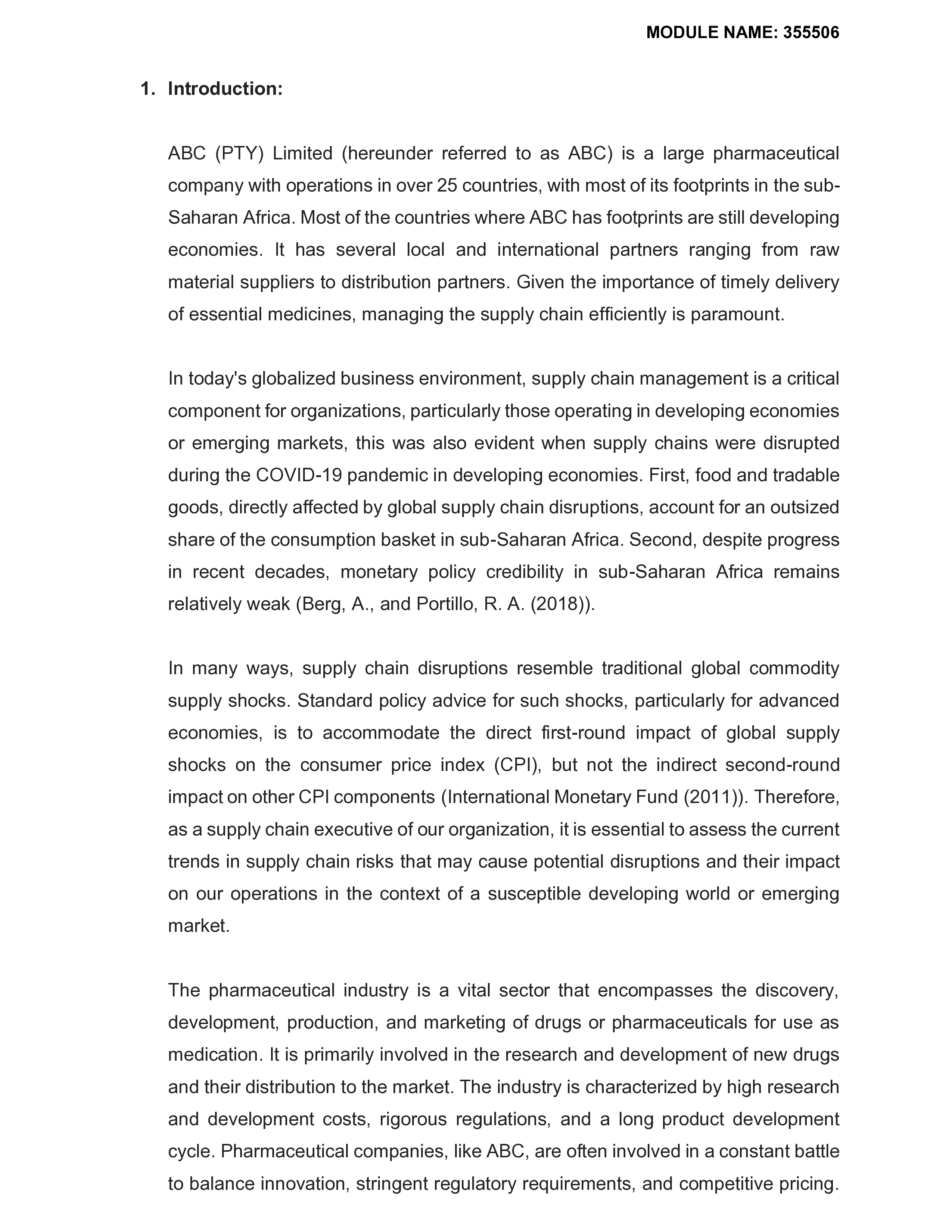 Please summarize the report in a presentation mode. MODULE NAME: 355506 Introduction: