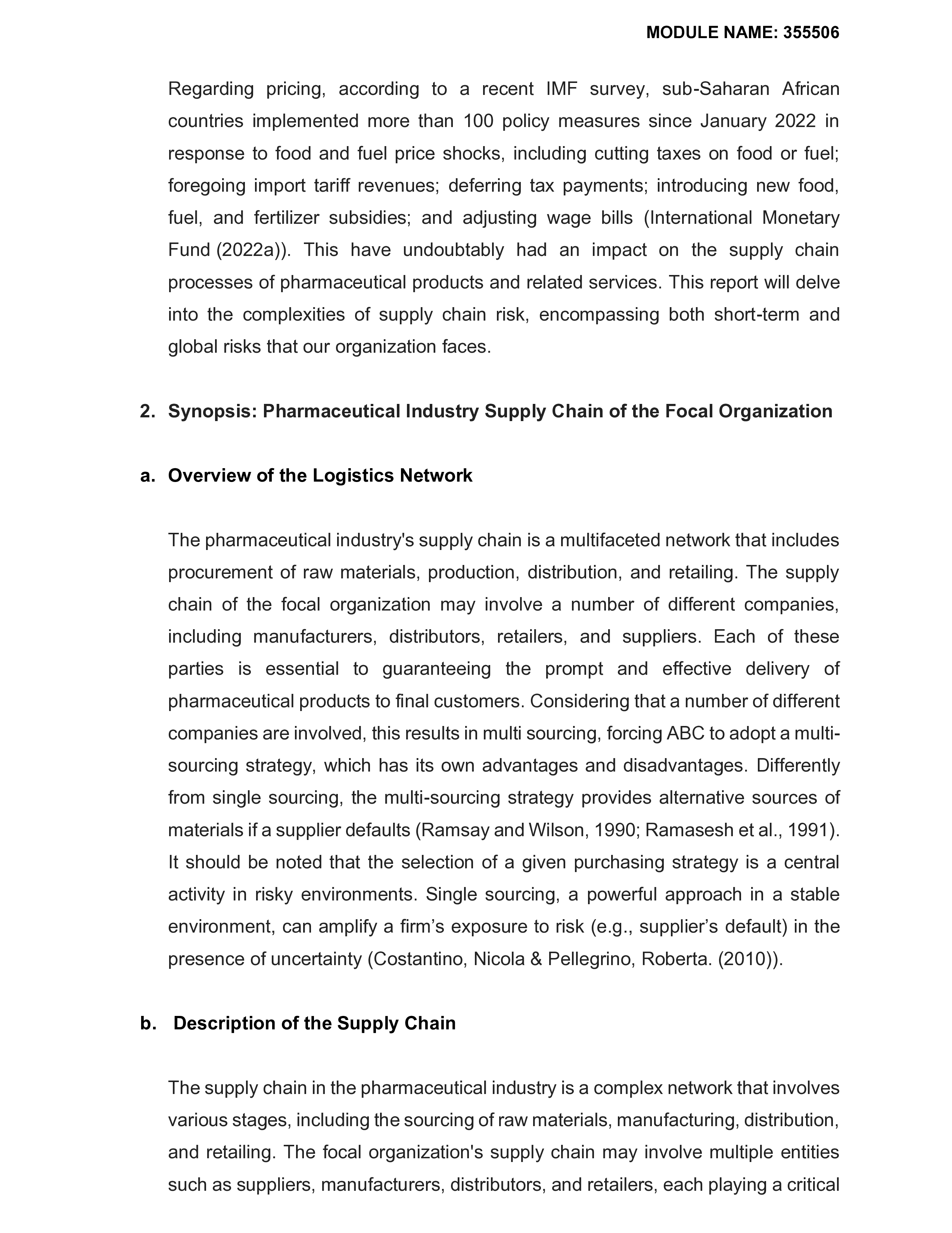 ABC (PTY) Limited (hereunder referred to as ABC) is a large pharmaceutical