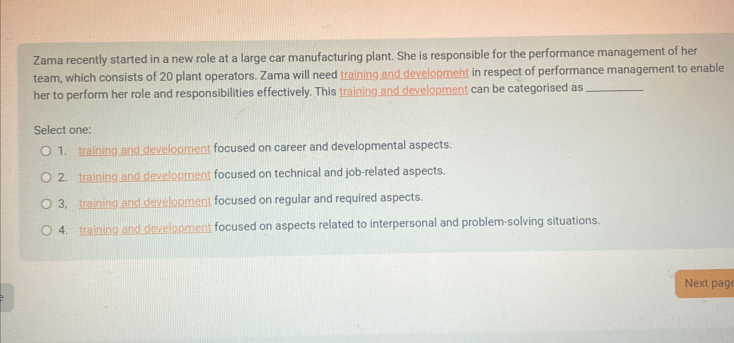  Zama recently started in a new role at a large car