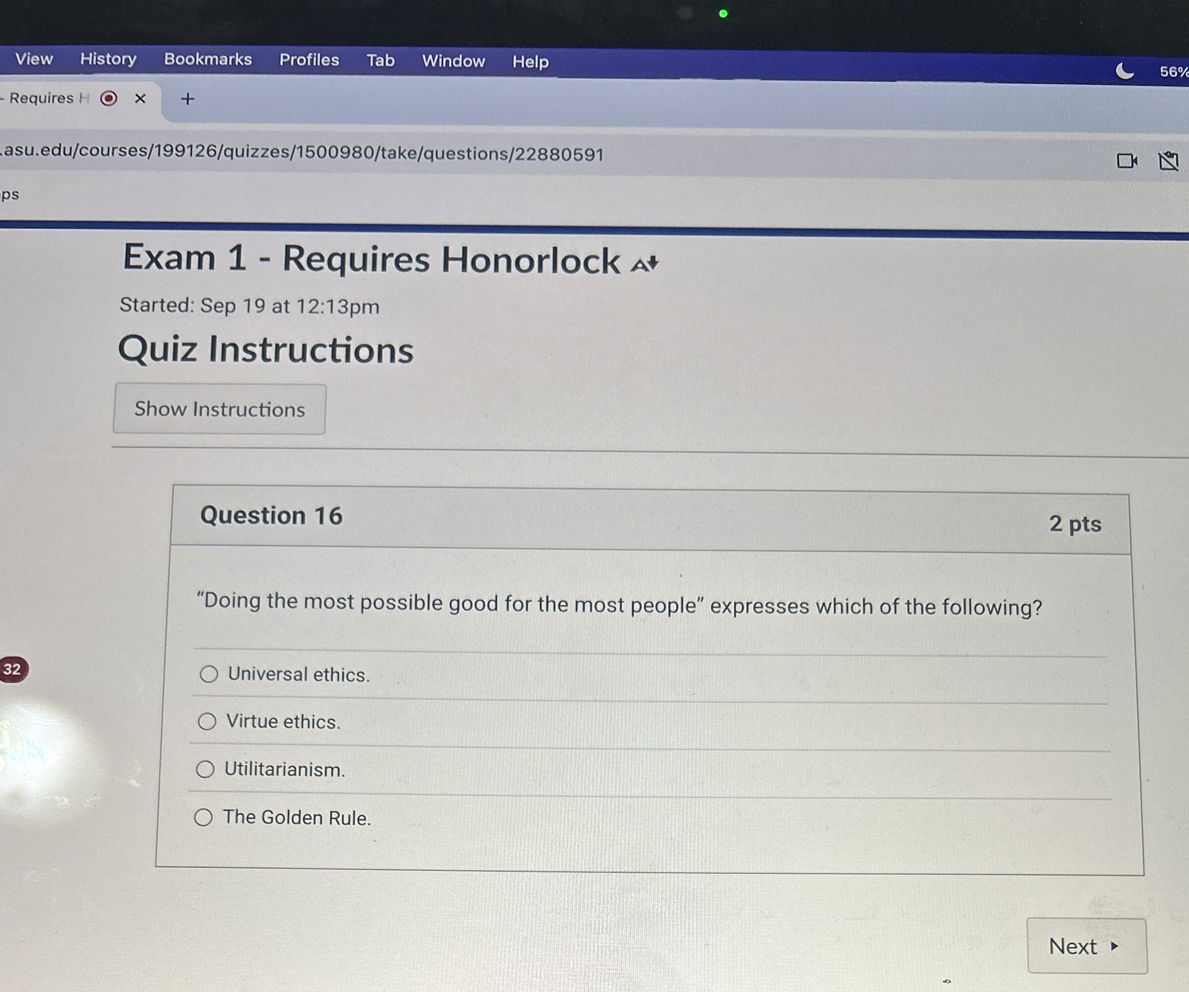  Question 16 "Doing the most possible good for the most people"