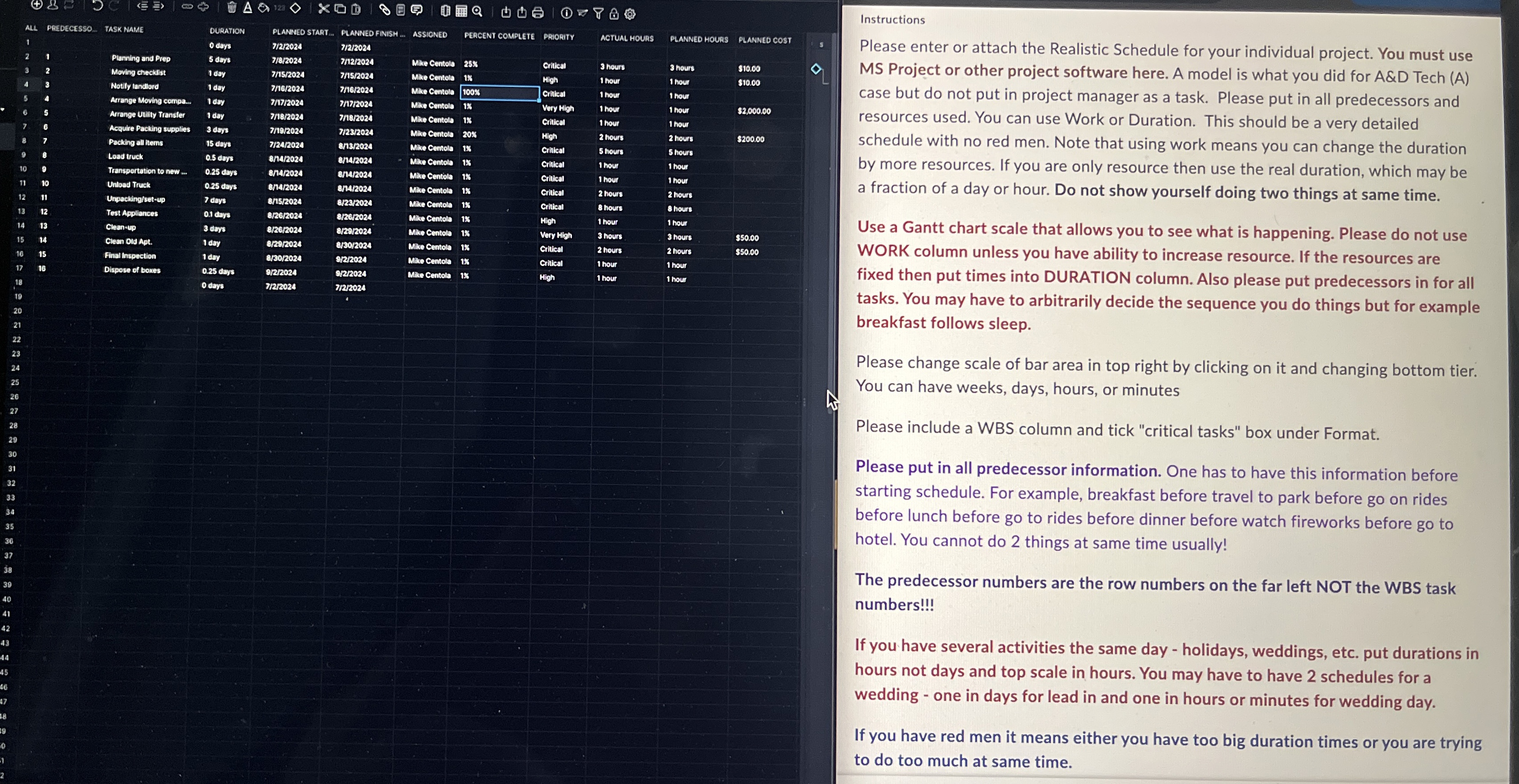  Overall Feedbacknow make all tasks 0% completeby T - click on